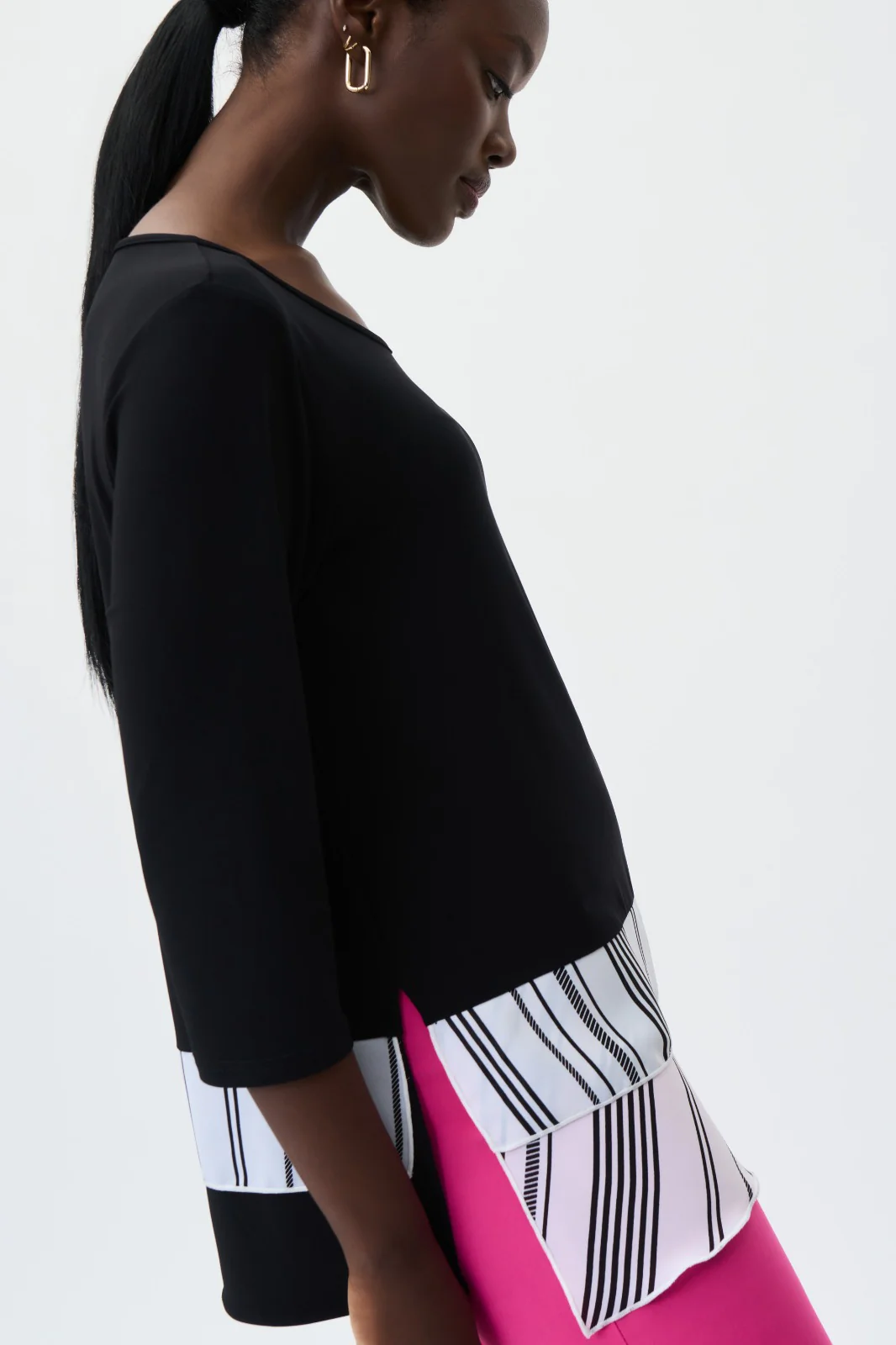 Joseph Ribkoff Black/Vanilla Top Style 231076 - Image 3