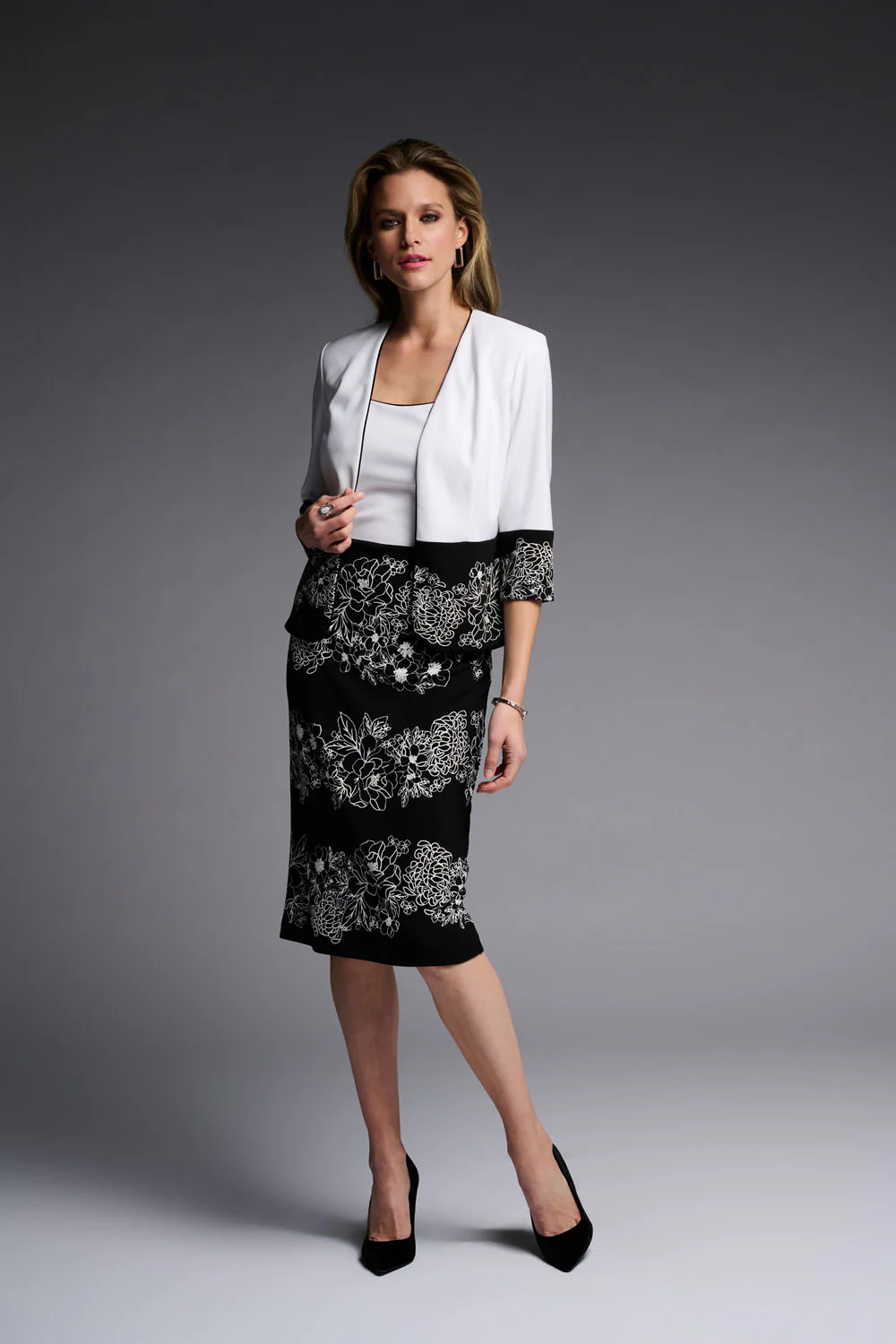 Joseph Ribkoff Black/Vanilla Two-Tone Dress Style 223724 - Image 4