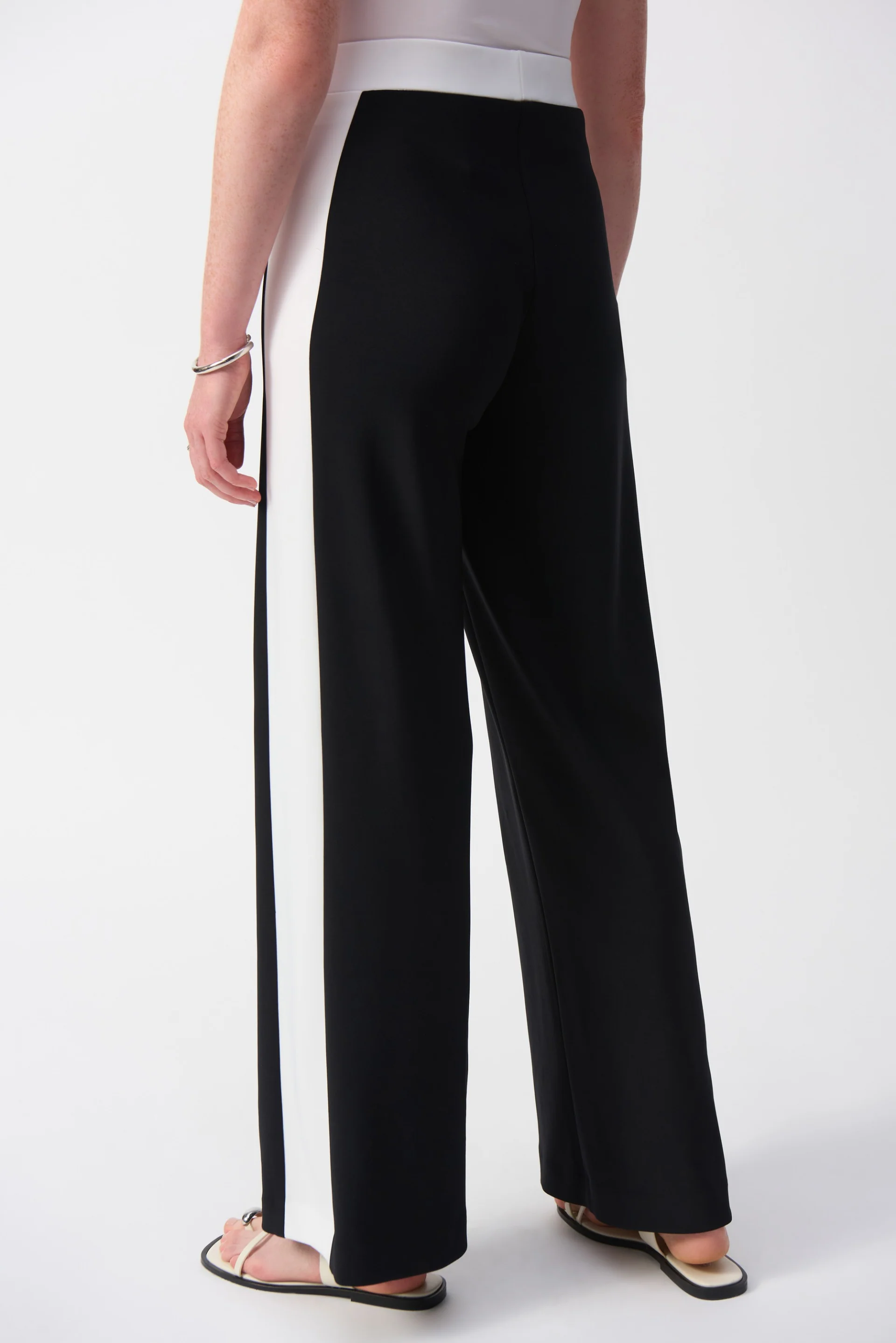 Joseph Ribkoff Black/Vanilla Wide-Leg Pull-On Pants Style 251059 - Image 2
