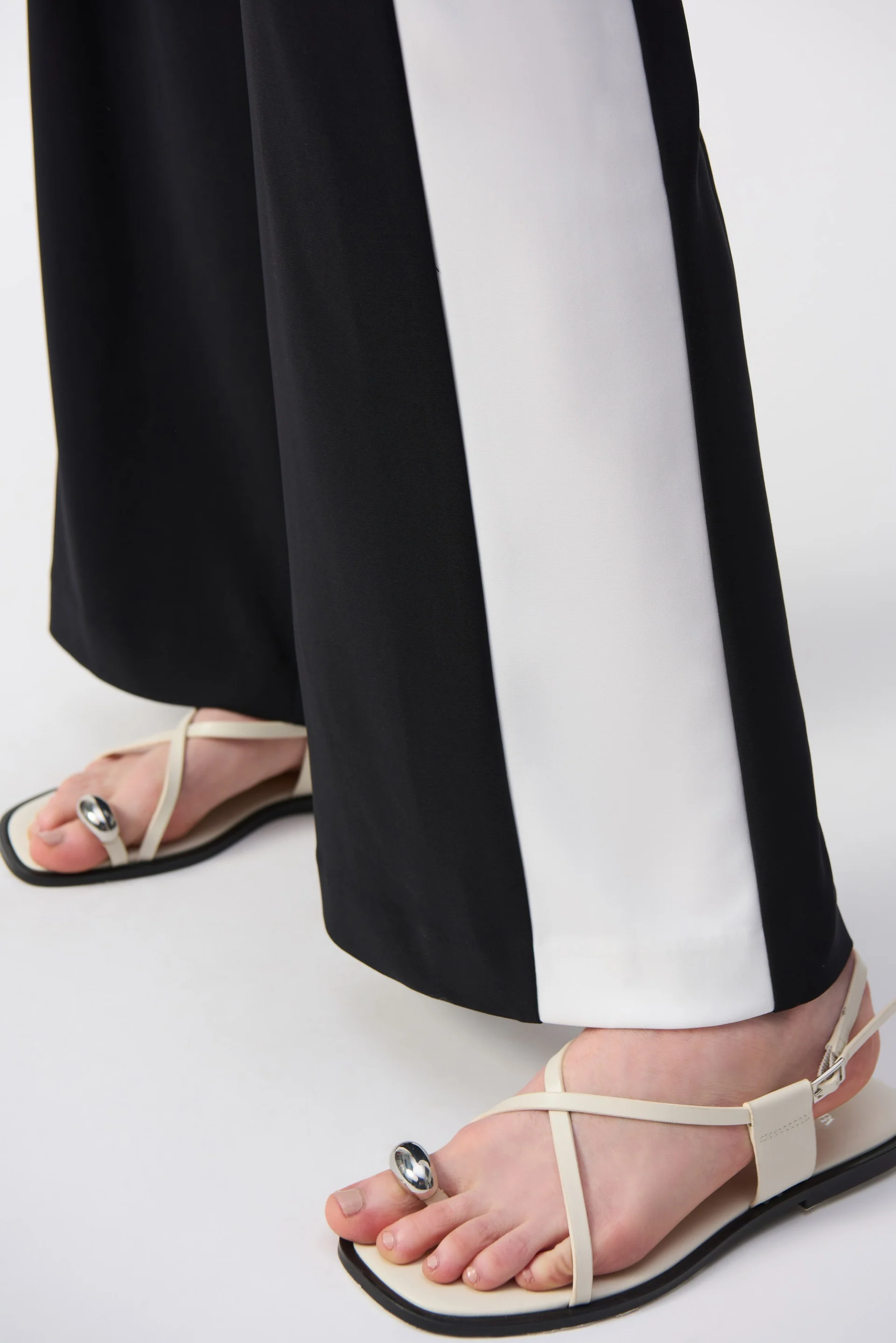 Joseph Ribkoff Black/Vanilla Wide-Leg Pull-On Pants Style 251059 - Image 3