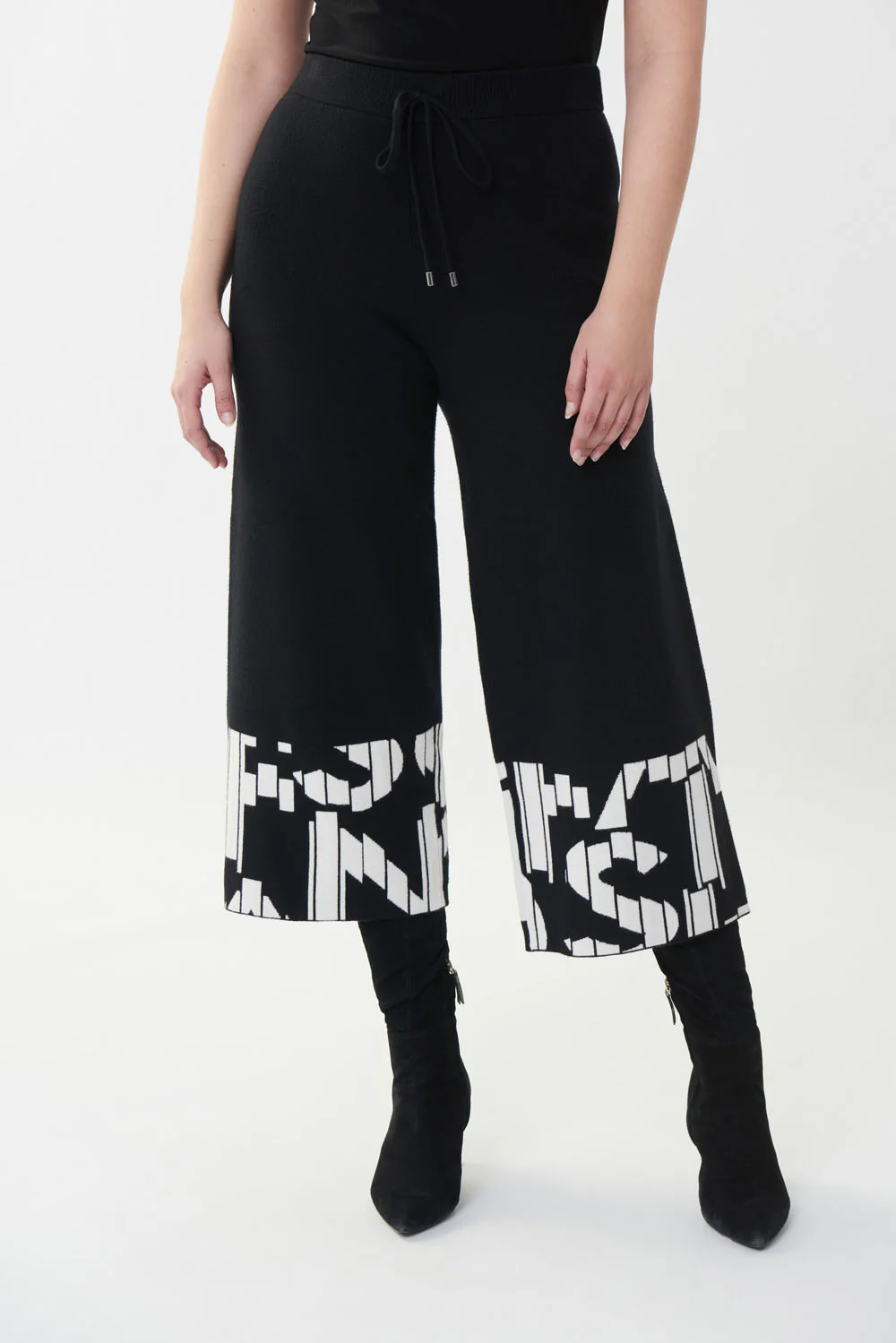 Joseph Ribkoff Black/Vanilla Wording Jacquard Pant Style 223950
