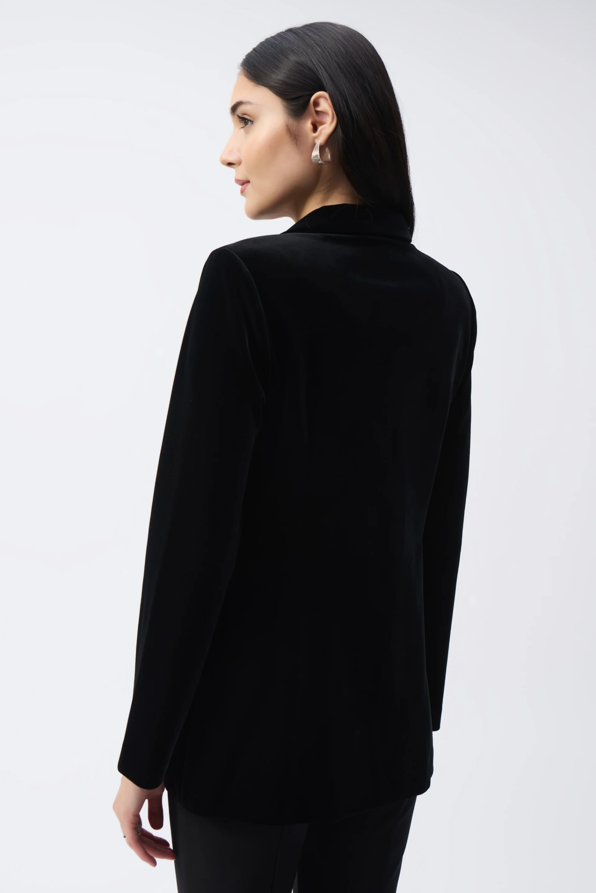 Joseph Ribkoff Black Velvet Fitted Blazer Style 243286 - Image 2
