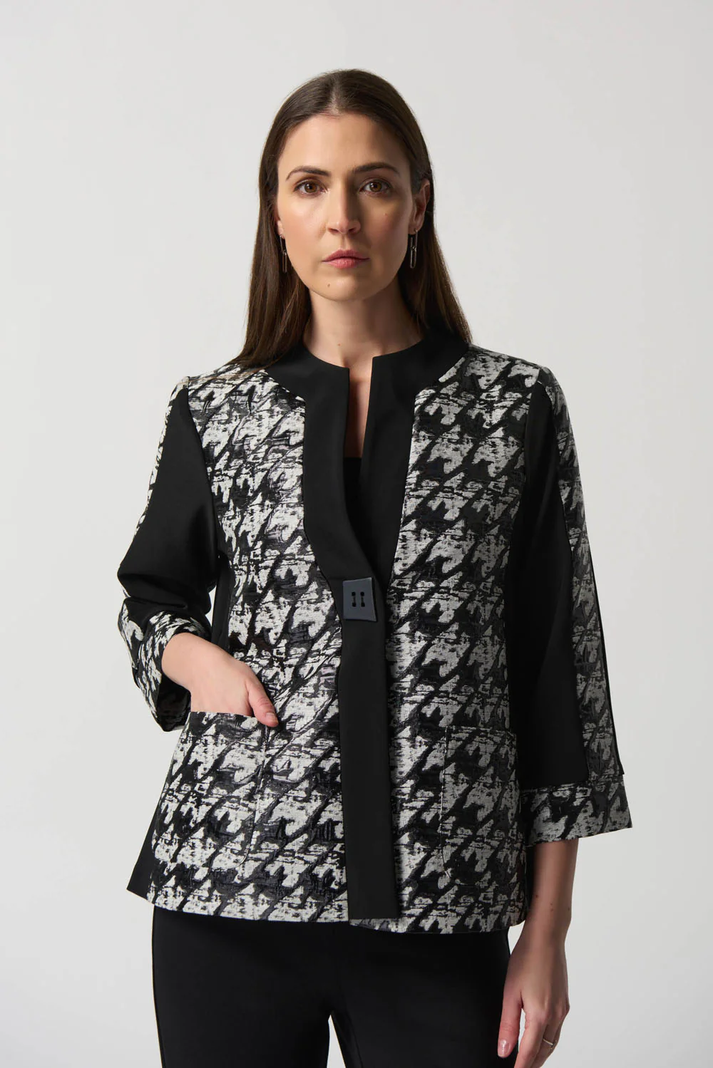 Joseph Ribkoff Black/White Colour-Block Jacket Style 233157