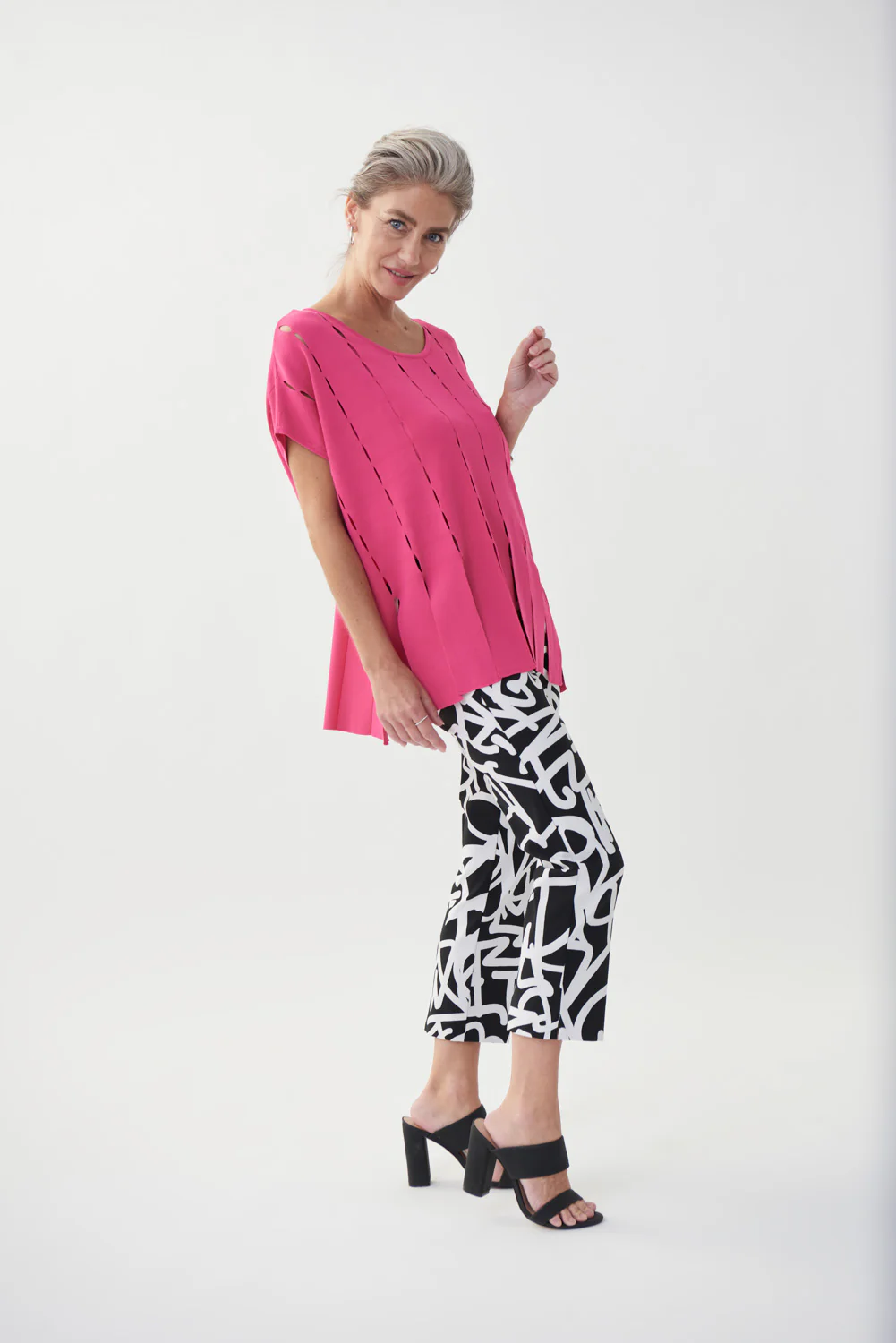 Joseph Ribkoff Black/White Graffiti Pant Style 222067 - Image 2