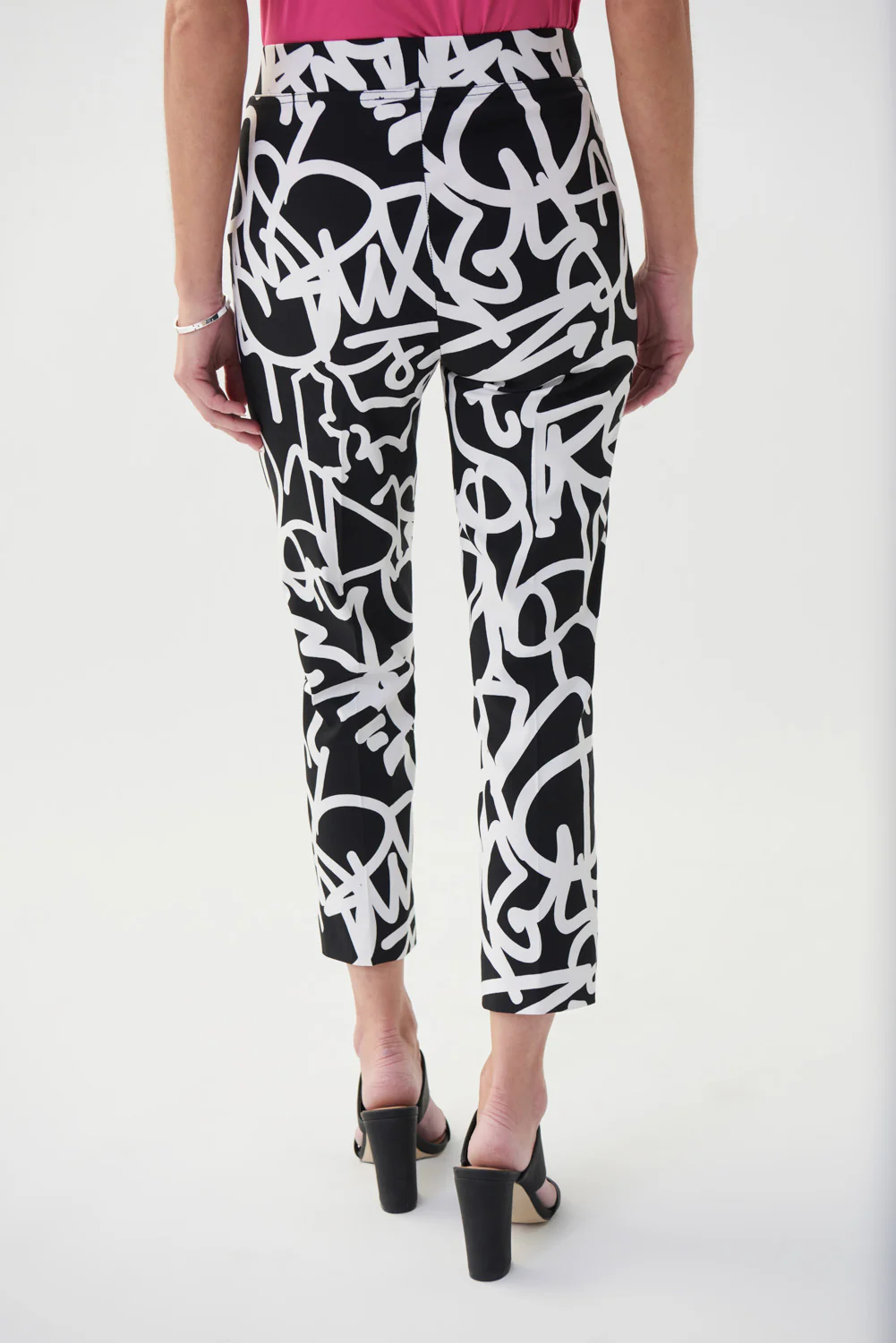 Joseph Ribkoff Black/White Graffiti Pant Style 222067 - Image 4
