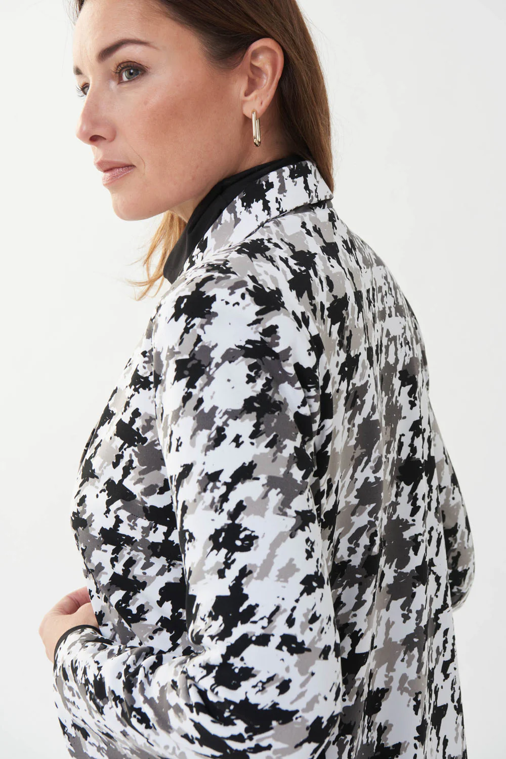 Joseph Ribkoff Black/White/Grey Blazer Style 223265 - Image 3
