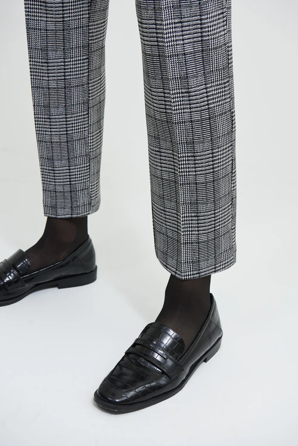 Joseph Ribkoff Black/White Plaid Straight Leg Pants Style 213626 - Image 2