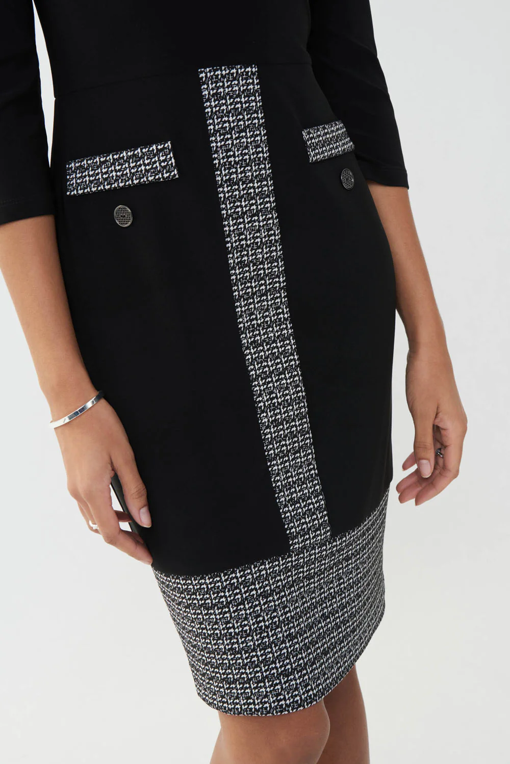 Joseph Ribkoff Black/White/Silver Dress Style 223267 - Image 3