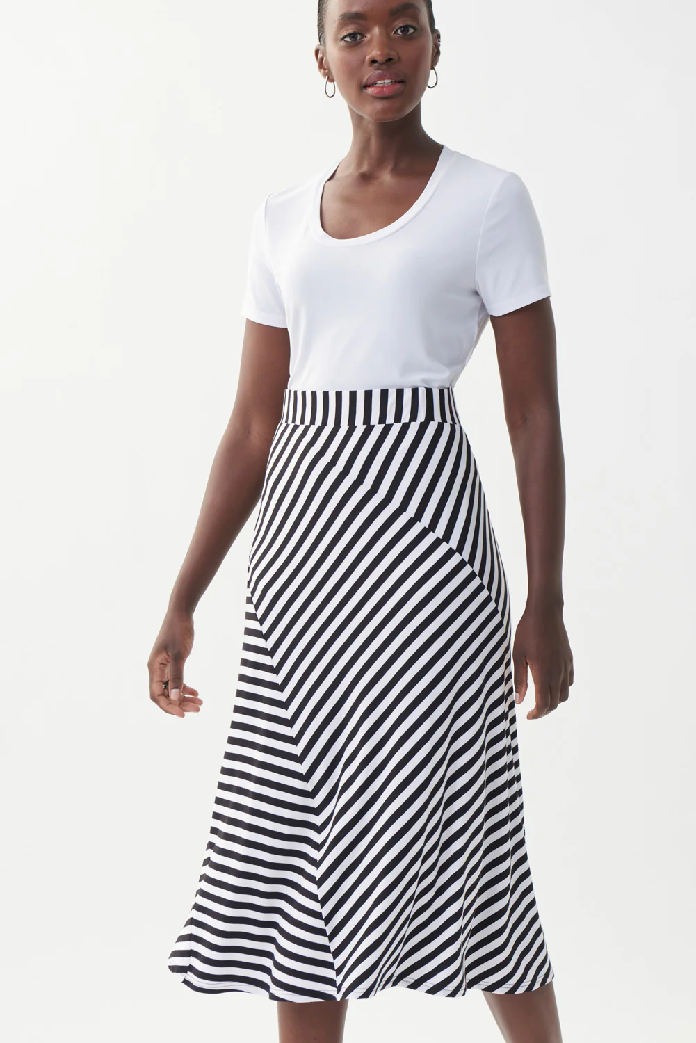 Joseph Ribkoff Black/White Stripped Skirt Style 222061