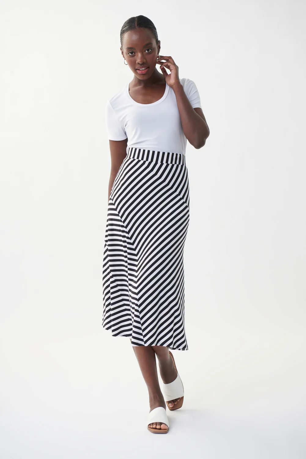 Joseph Ribkoff Black/White Stripped Skirt Style 222061 - Image 2