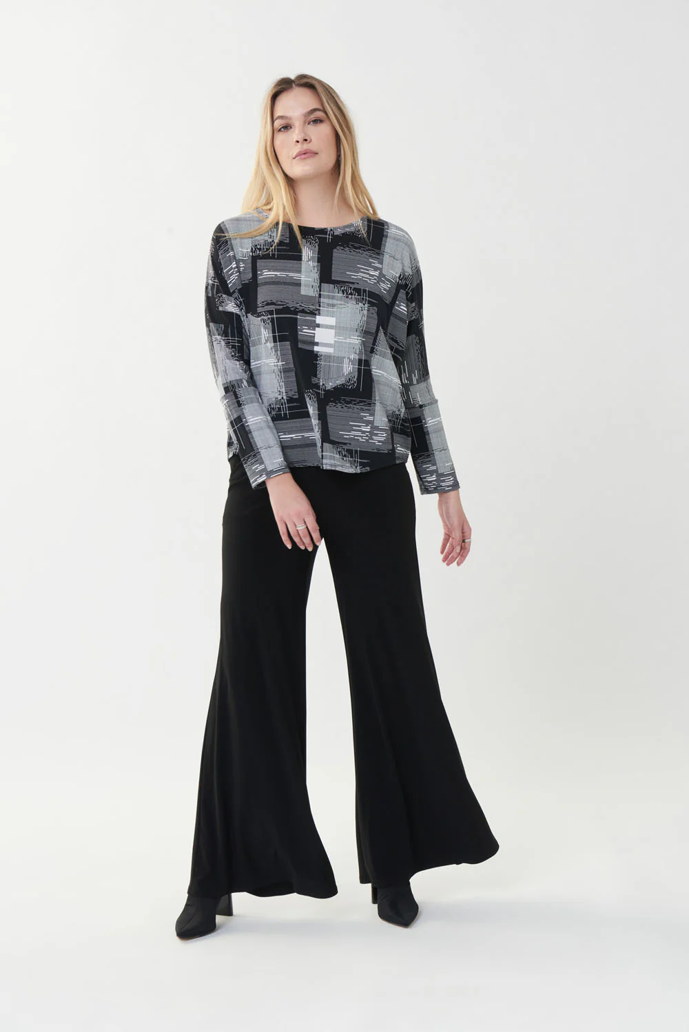 Joseph Ribkoff Black/White Check Print Top  Style 223206