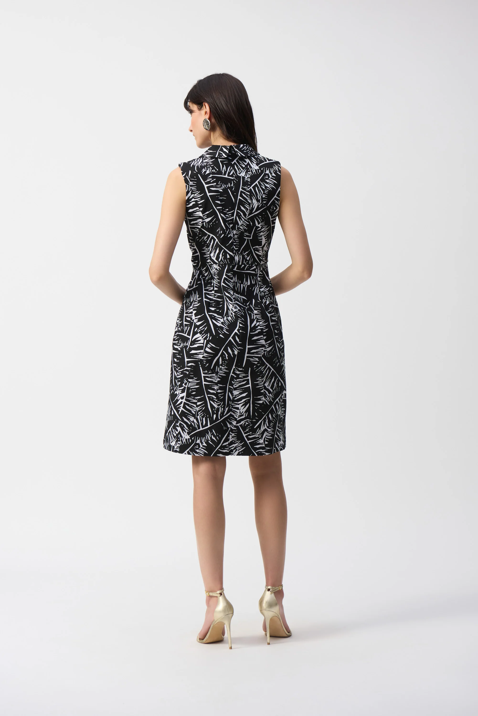 Joseph Ribkoff Black/White Tropical Print Sheath Dress Style 251206 - Image 5