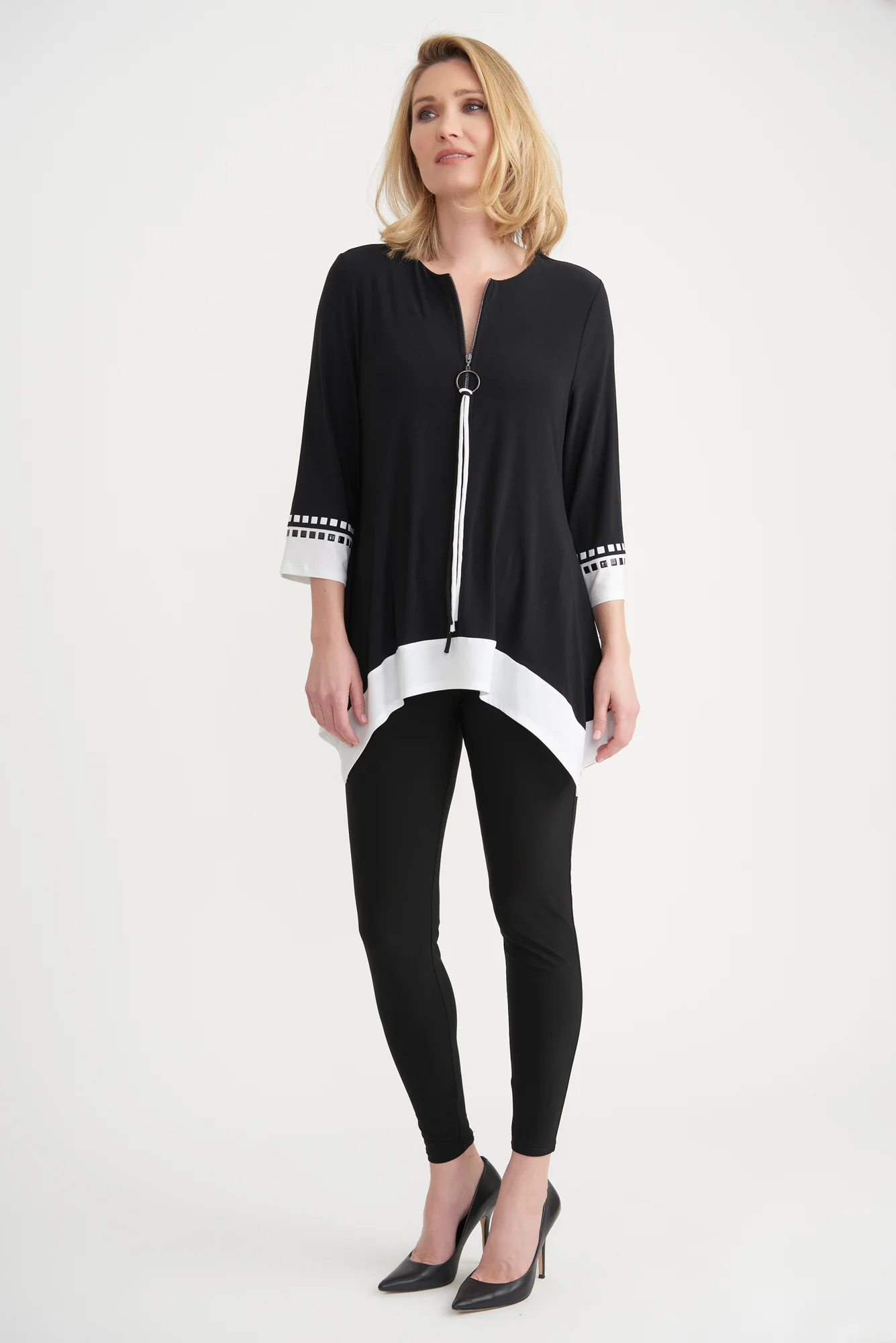 Joseph Ribkoff Black/White Tunic Dress Style 203684 - Image 3