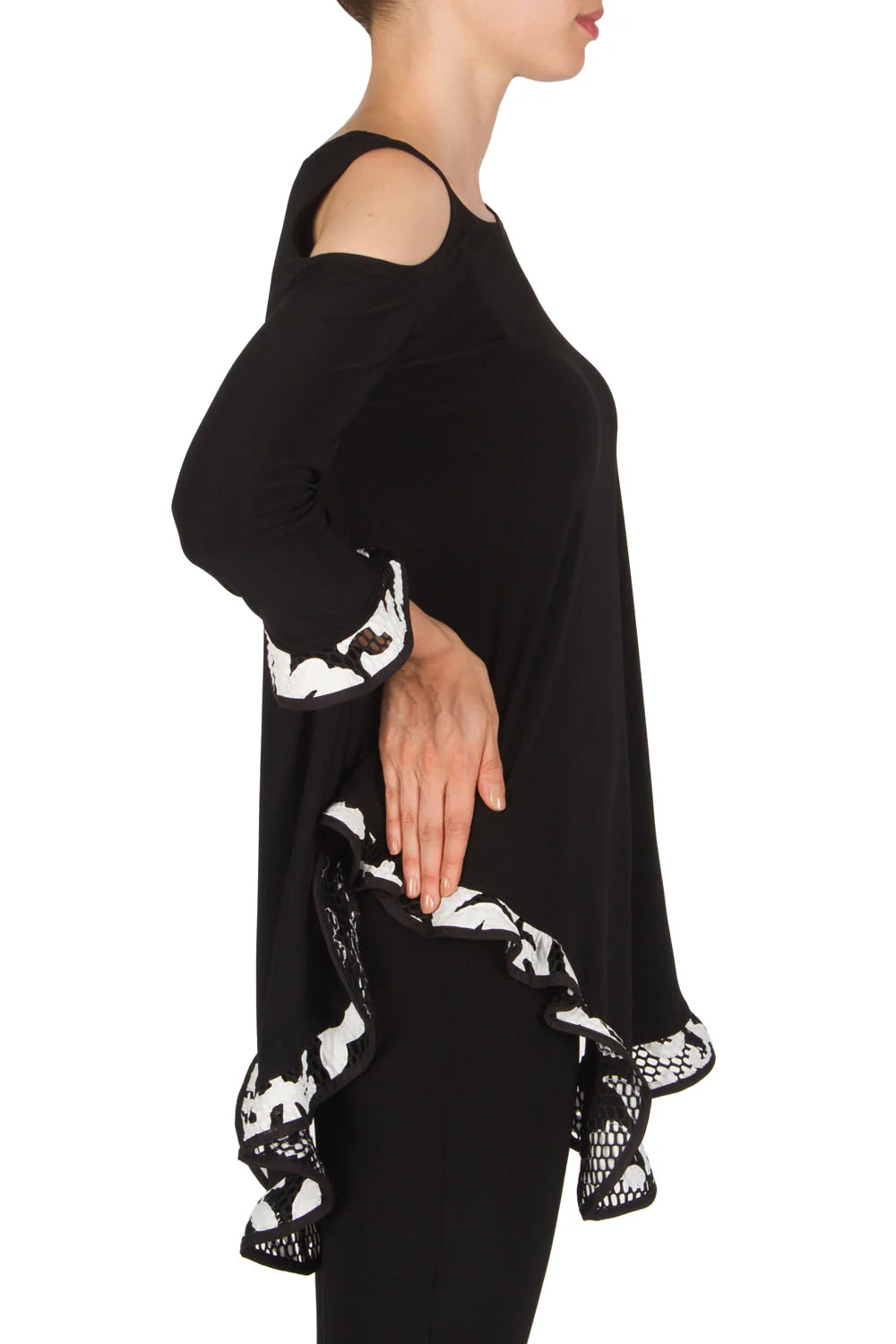Joseph Ribkoff Black/White Tunic Style 181516 - Image 2