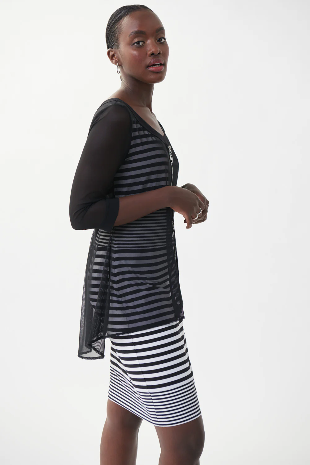 Joseph Ribkoff Black/White Two Piece Dress Style 222254 - Image 3