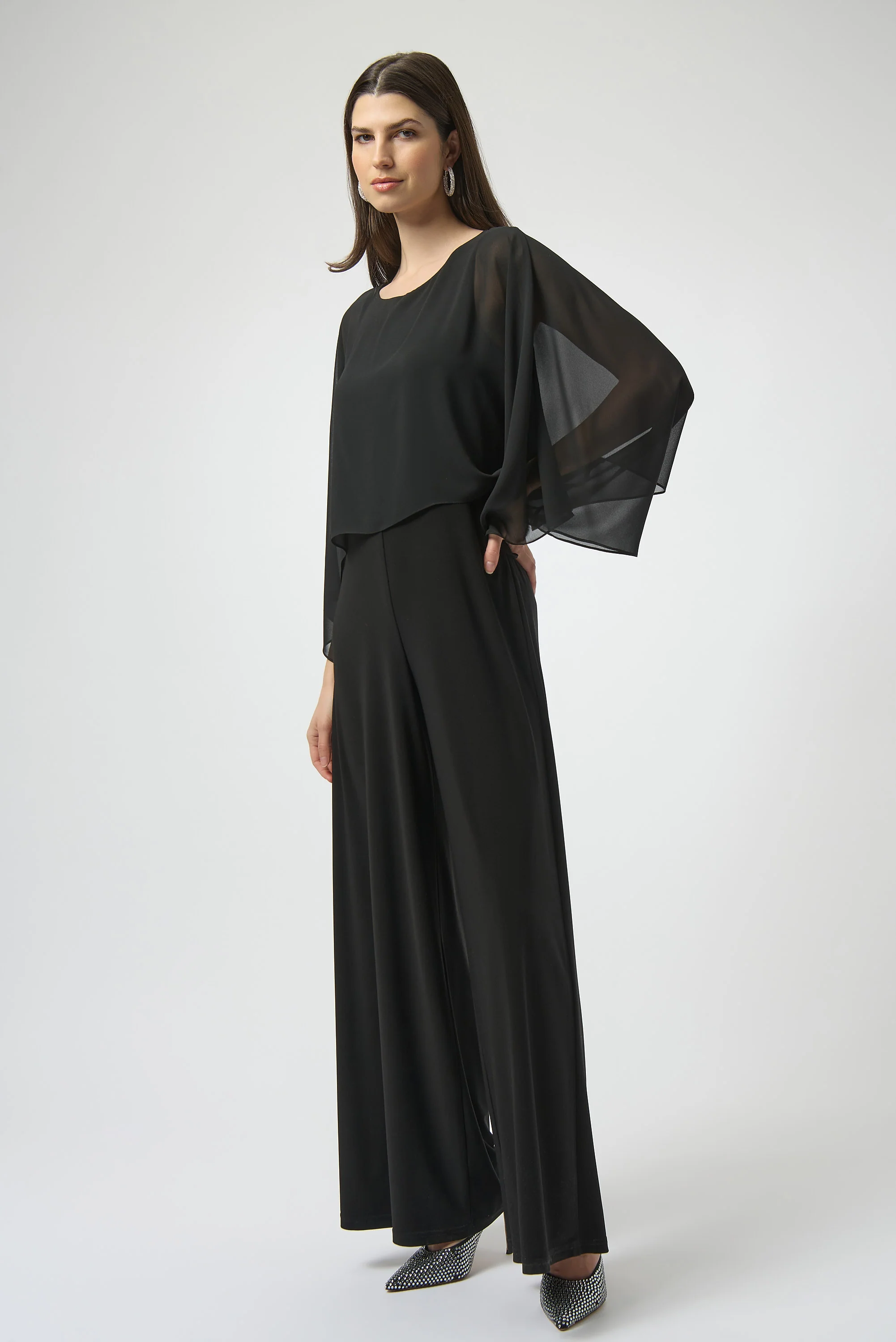 Joseph Ribkoff Black Wide Leg Jumpsuit Style 254055 - Image 2