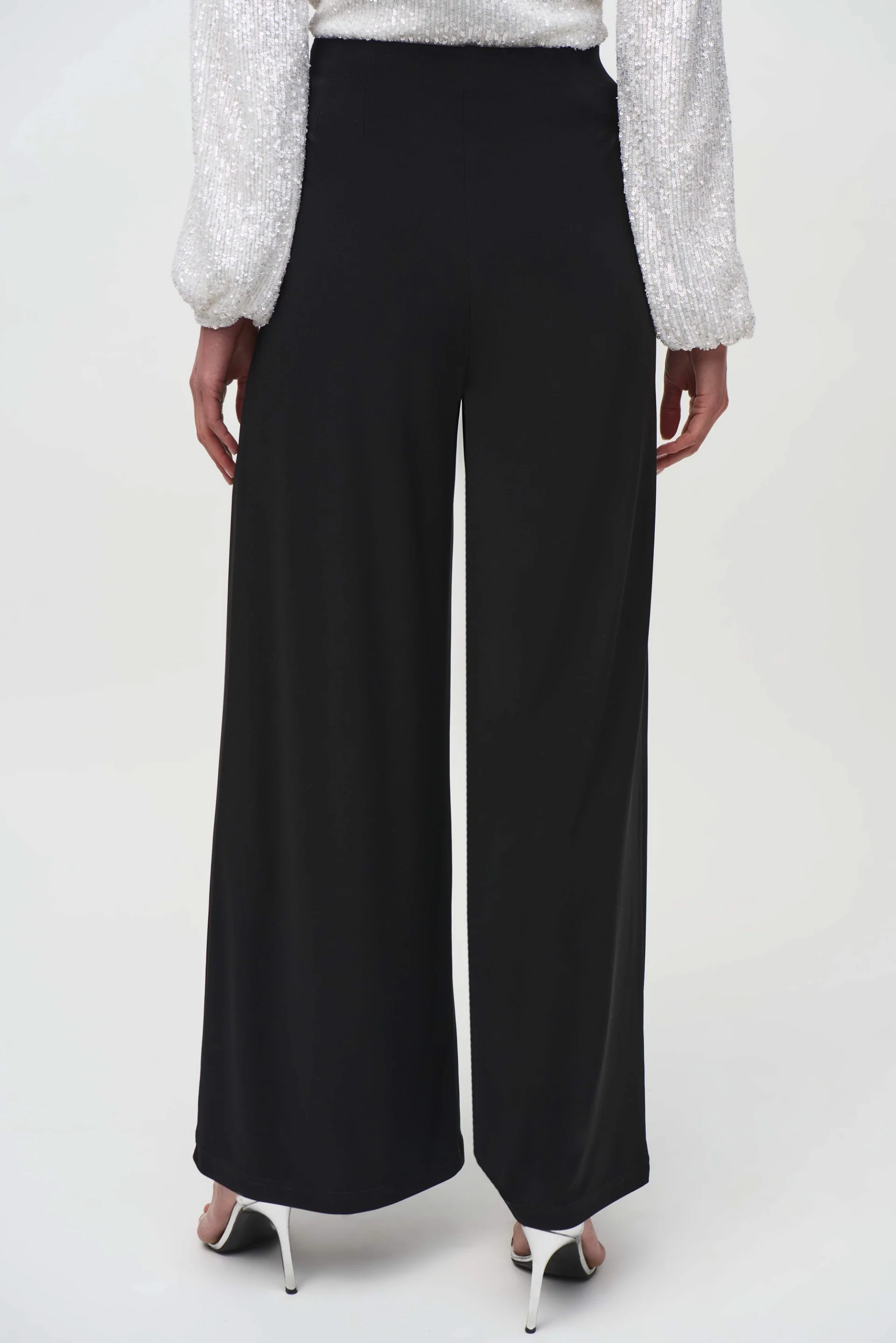 Joseph Ribkoff Black Wide-Leg Pull-On Pants Style 244151 - Image 2