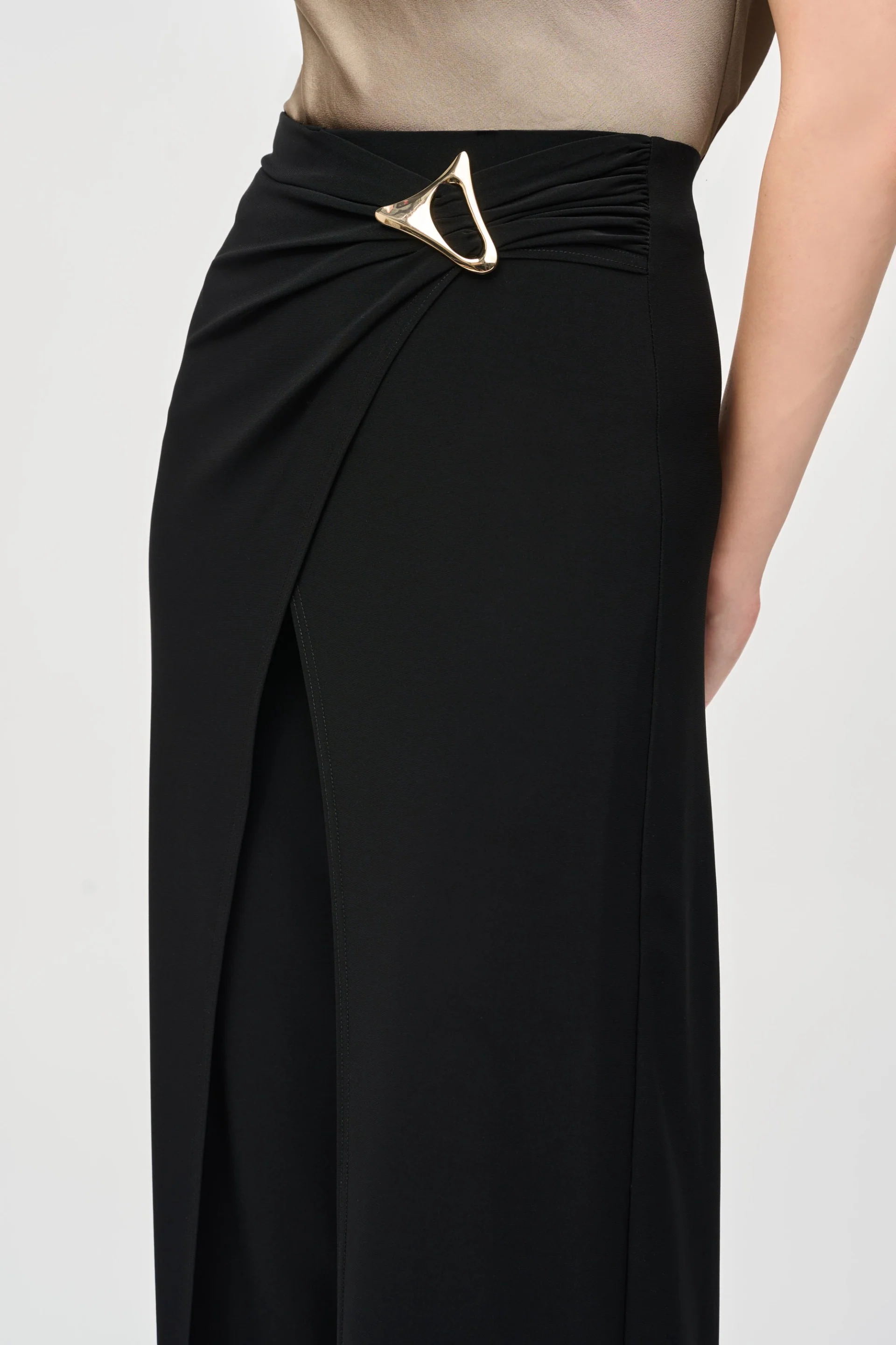 Joseph Ribkoff Black Wide-Leg Wrap Pants Style 243028 - Image 3