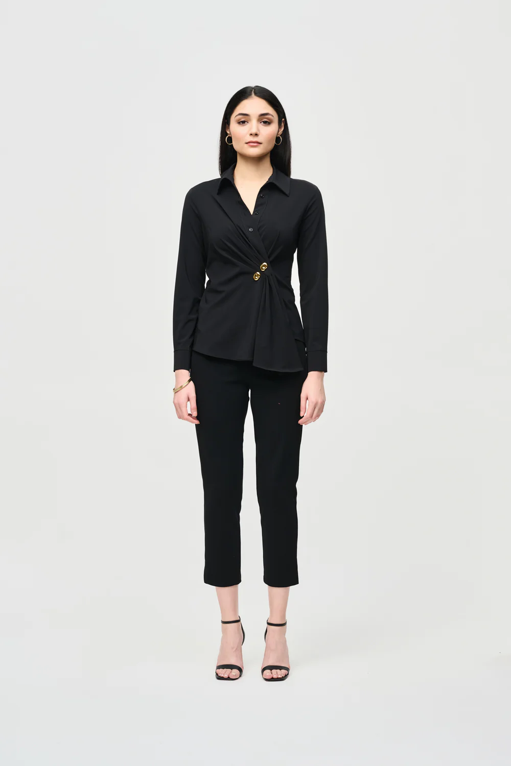 Joseph Ribkoff Black Wrap Blouse Style 241181 - Image 3
