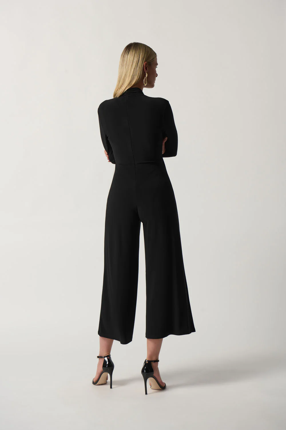 Joseph Ribkoff Black Wrap Culotte Jumpsuit Style 233097 - Image 4