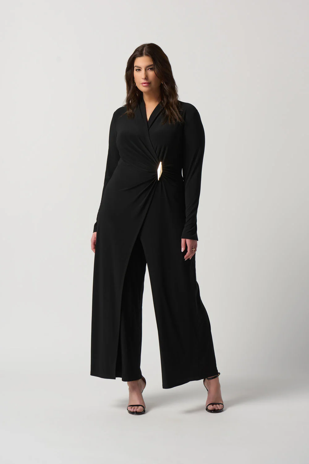 Joseph Ribkoff Black Wrap Culotte Jumpsuit Style 233097 - Image 7