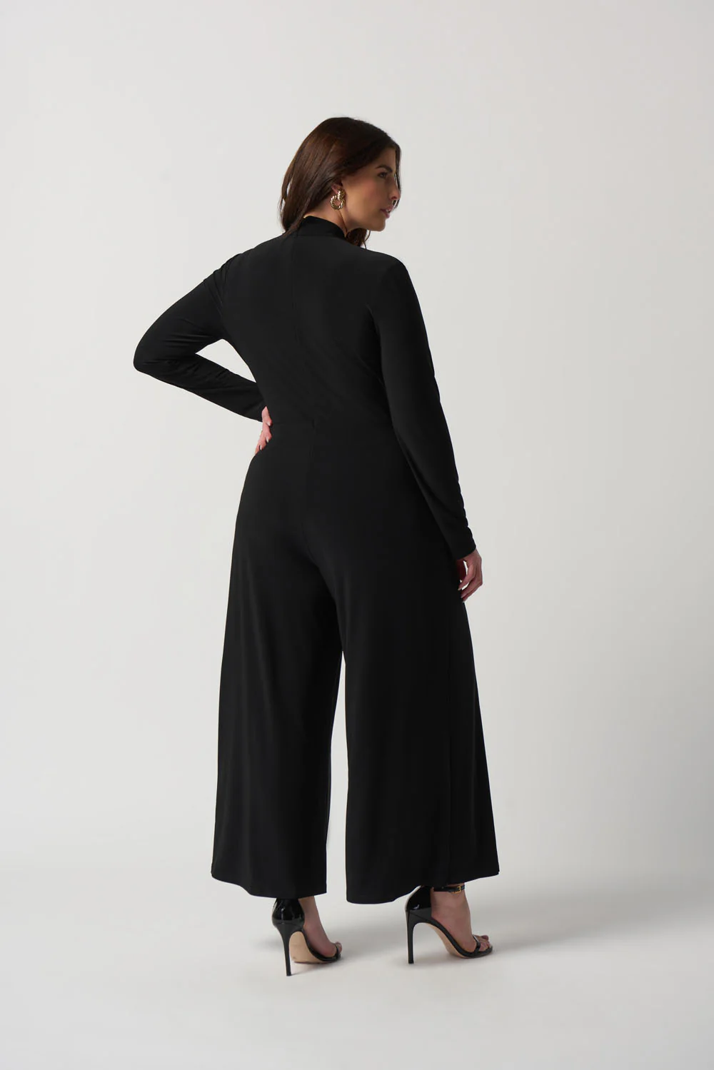 Joseph Ribkoff Black Wrap Culotte Jumpsuit Style 233097 - Image 8