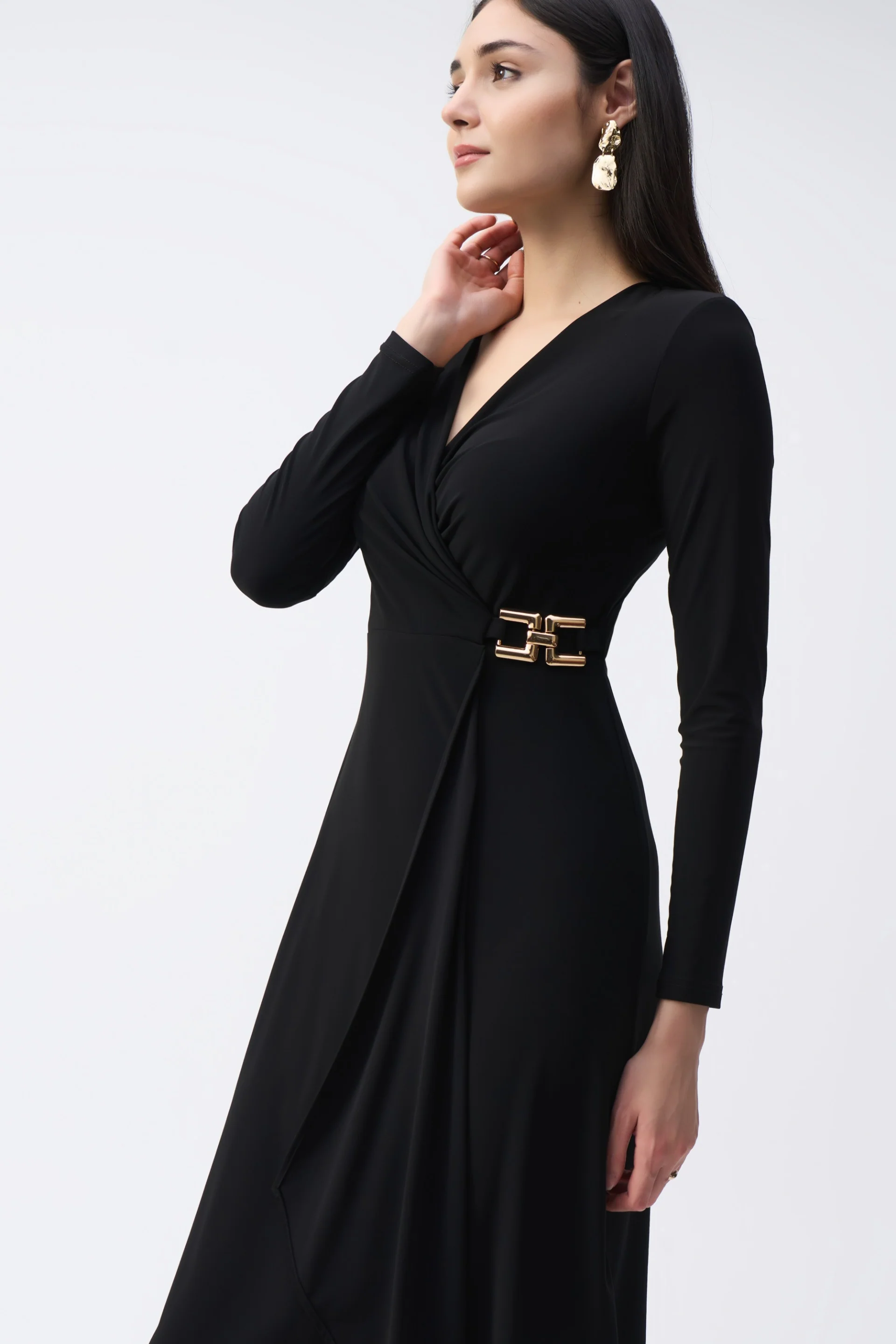 Joseph Ribkoff Black Wrap Dress Style 243282 - Image 3