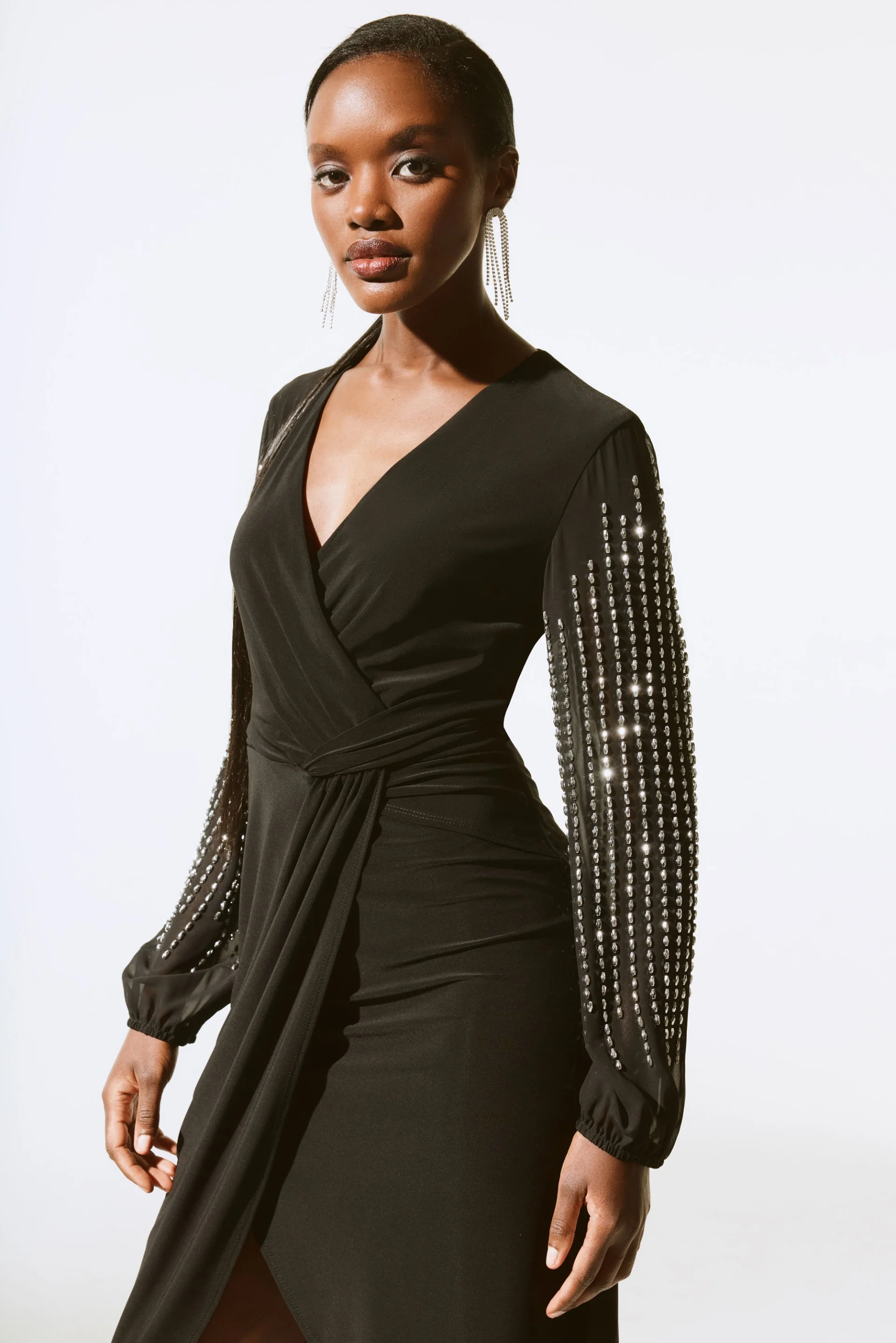 Joseph Ribkoff Black Wrap Dress Style 243726 - Image 3