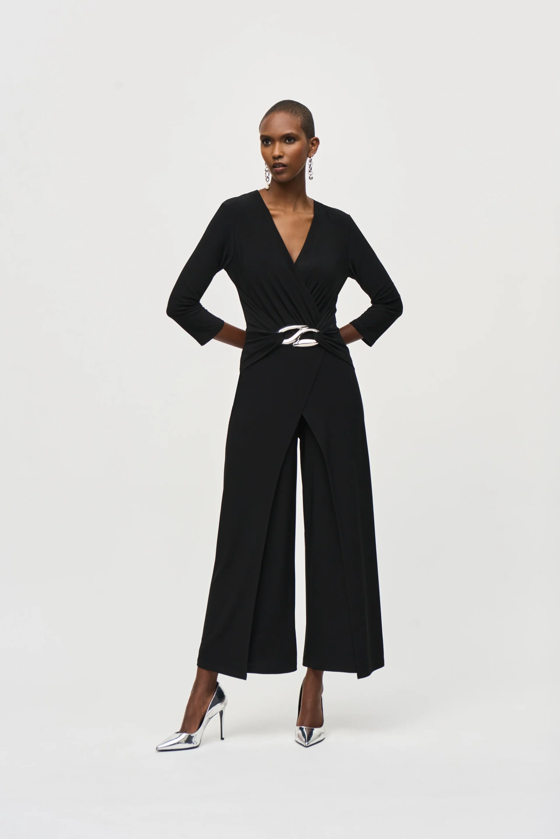 Joseph Ribkoff Black Wrap Jumpsuit Style 243079 - Image 4