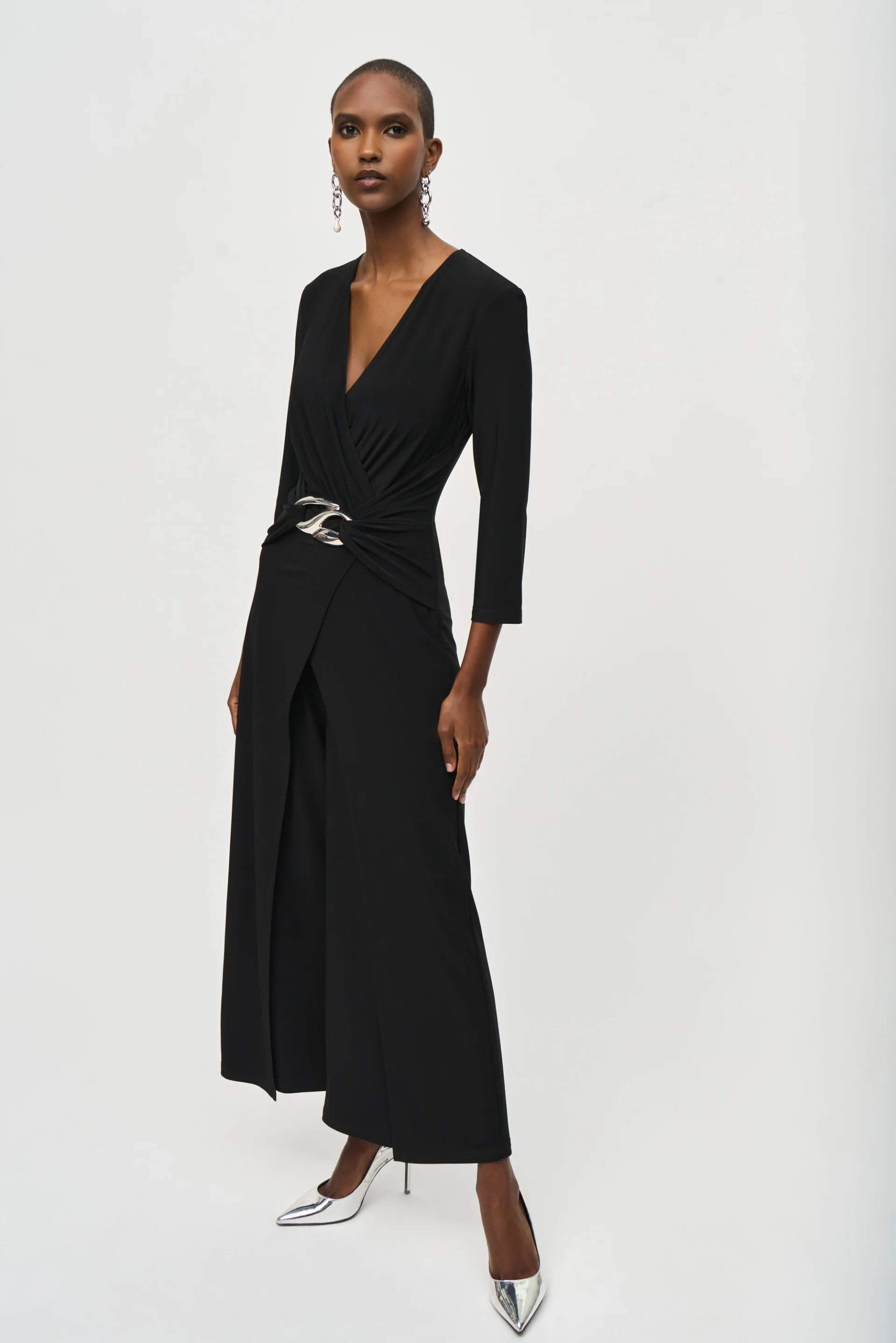 Joseph Ribkoff Black Wrap Jumpsuit Style 243079 - Image 5