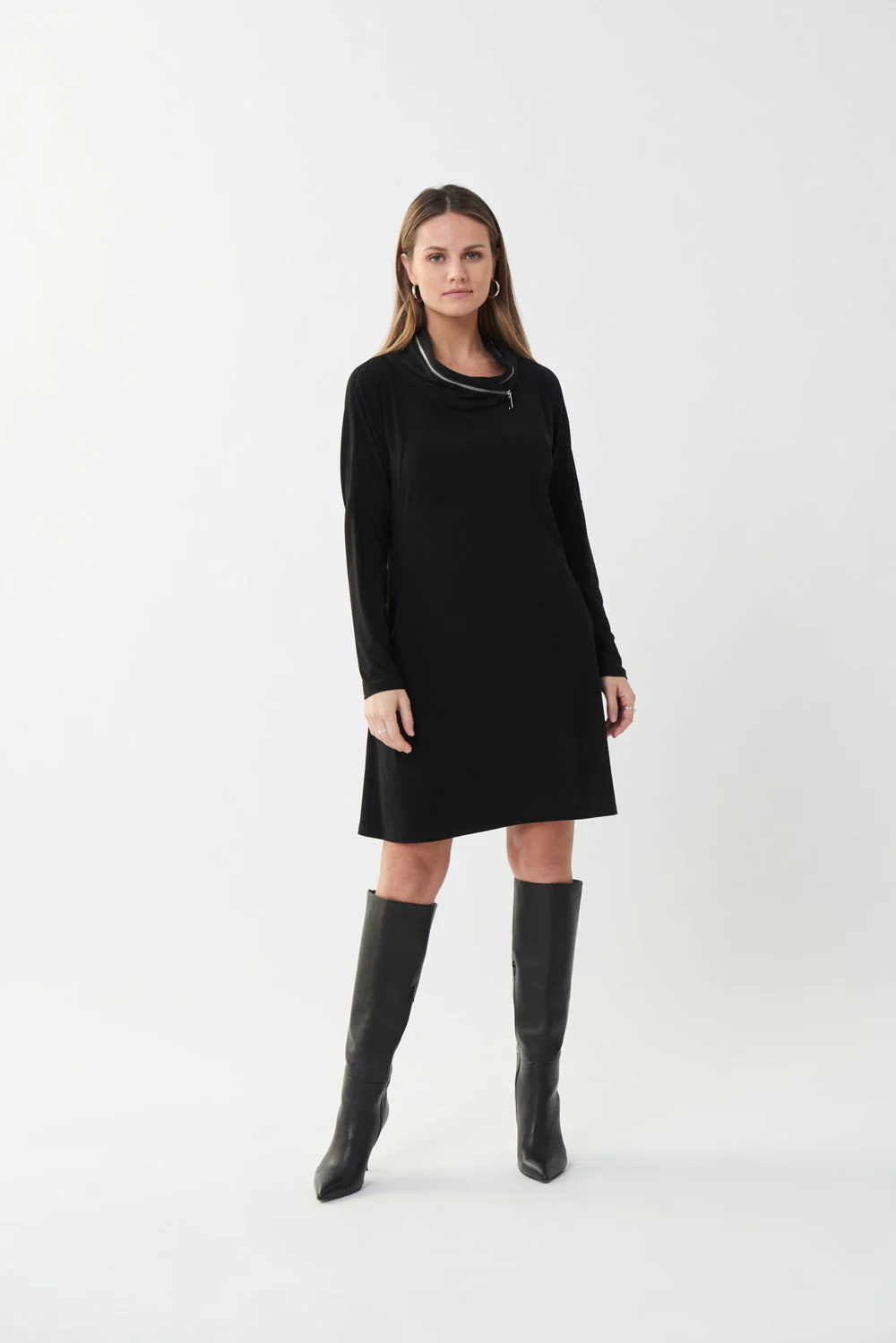 Joseph Ribkoff Black Zip Accent Dress Style 223135