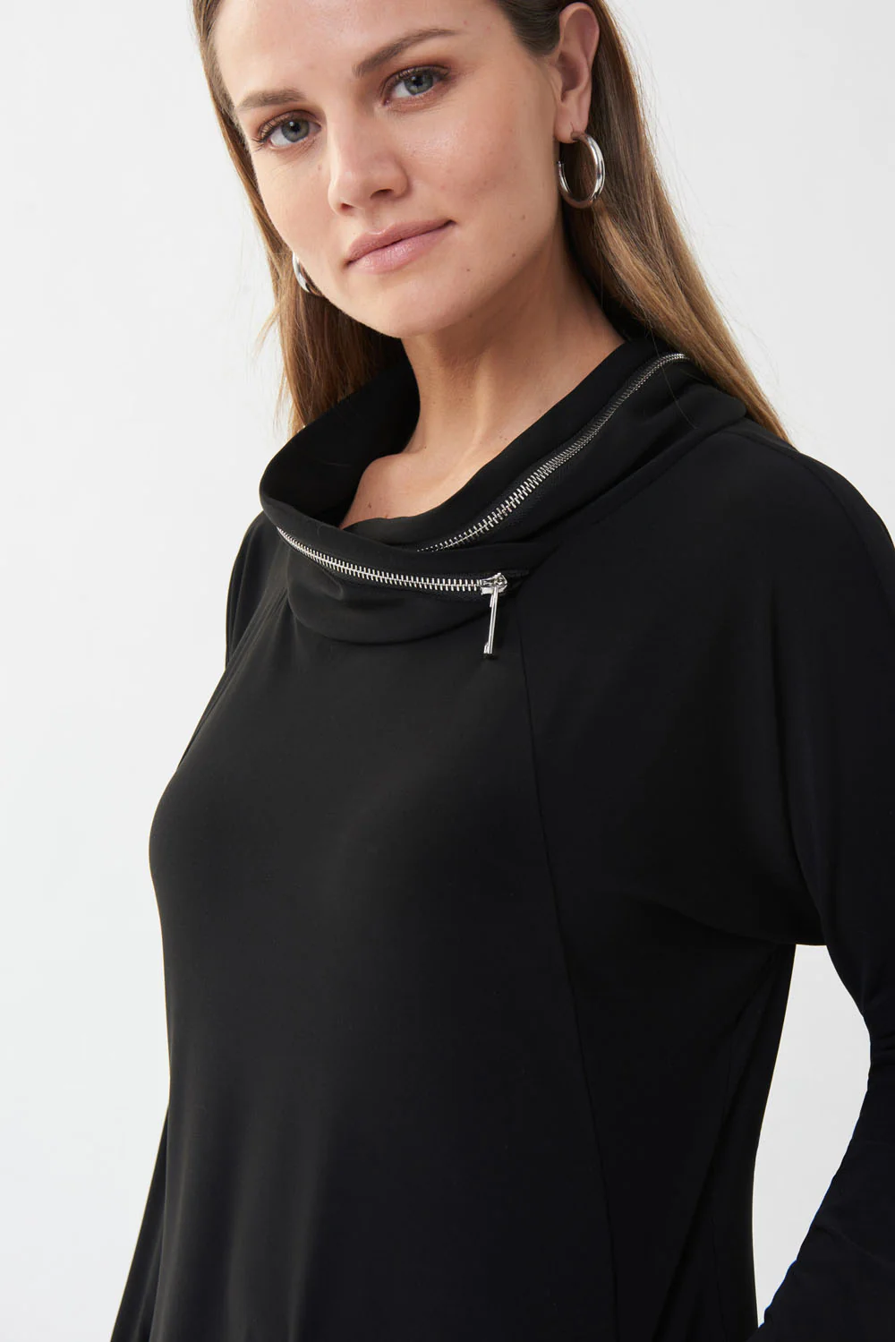 Joseph Ribkoff Black Zip Accent Dress Style 223135 - Image 3