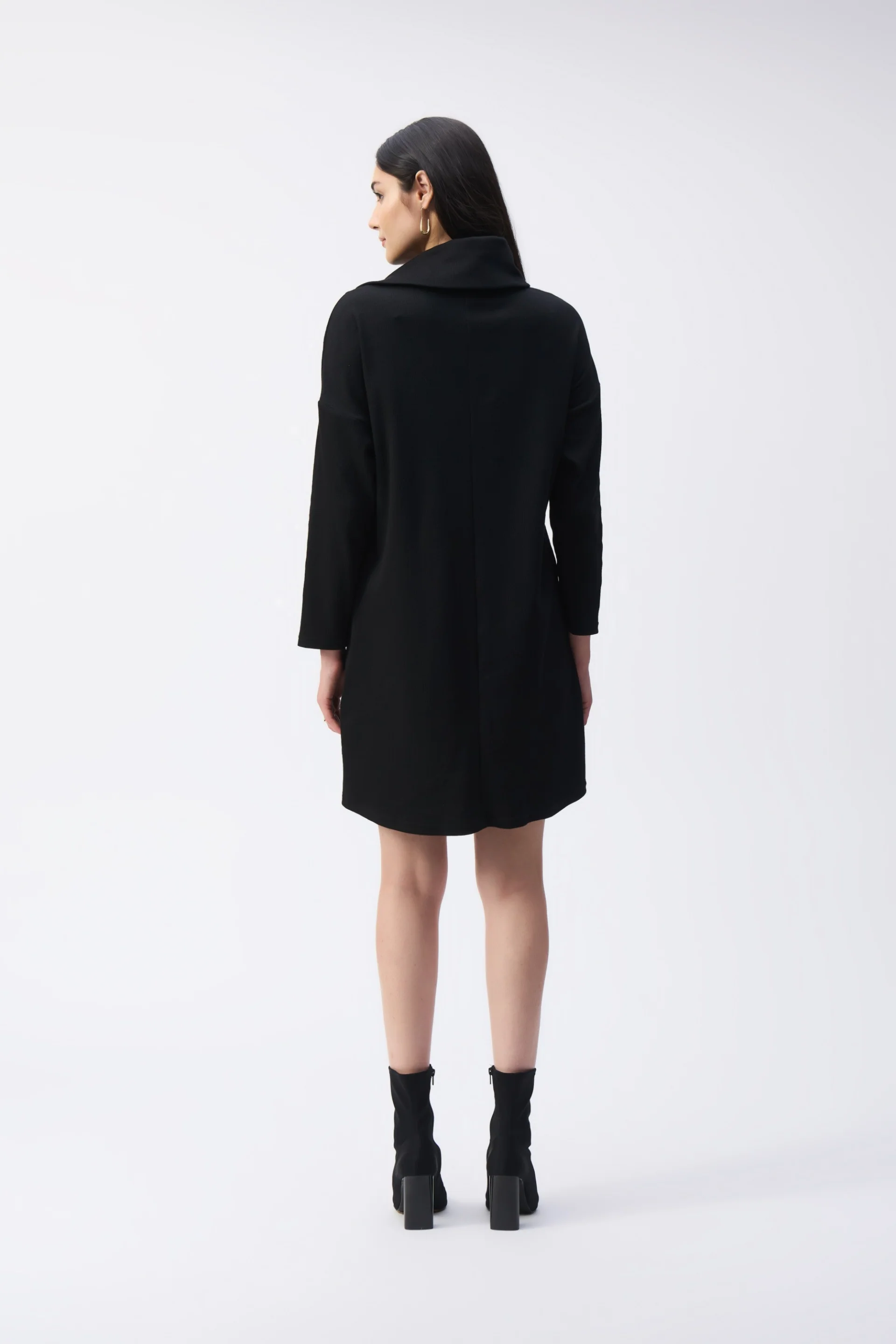 Joseph Ribkoff Black Zipper Collar Cocoon Dress Style 243207 - Image 3