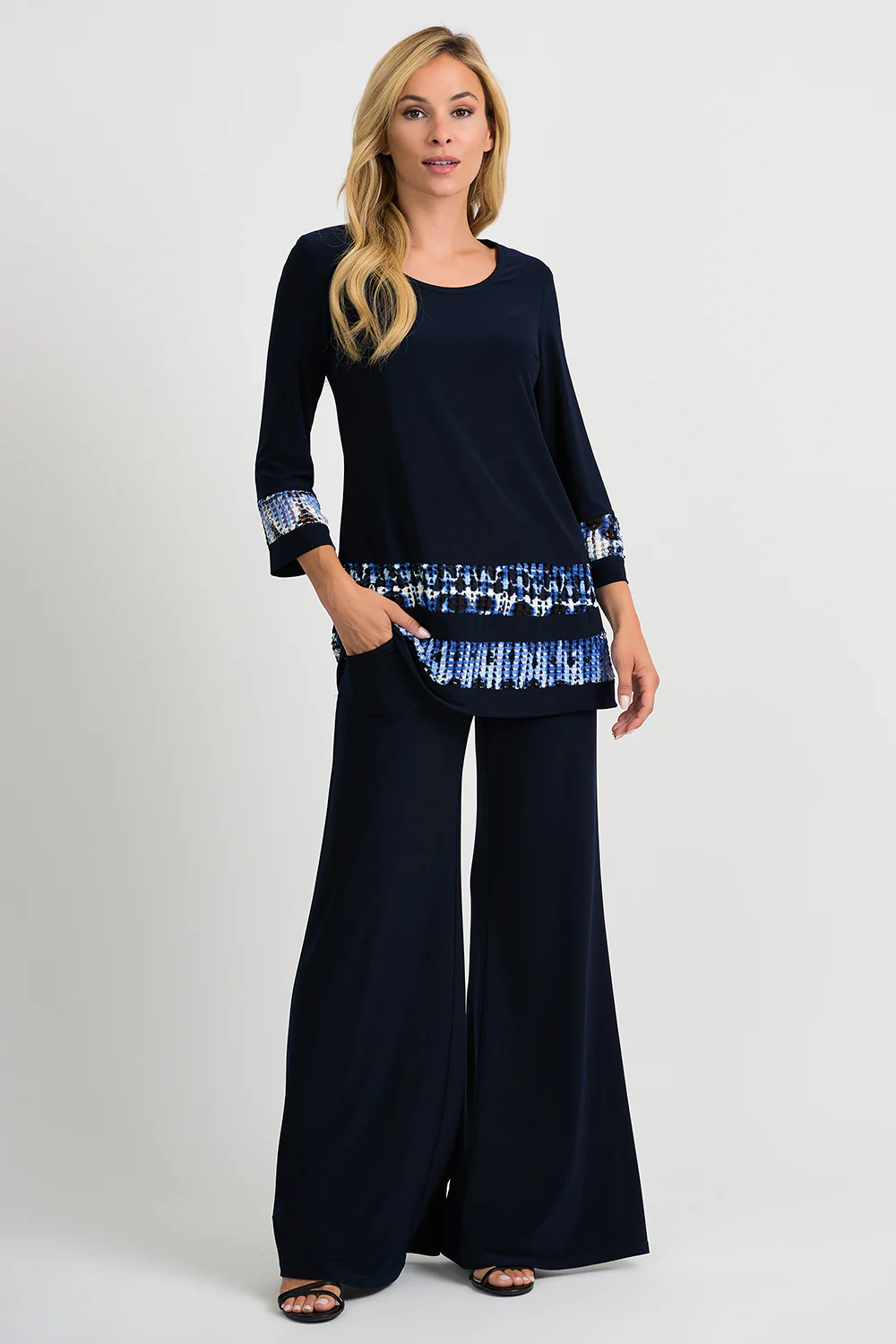 Joseph Ribkoff Blue/Black Tunic Style 201458 - Image 2