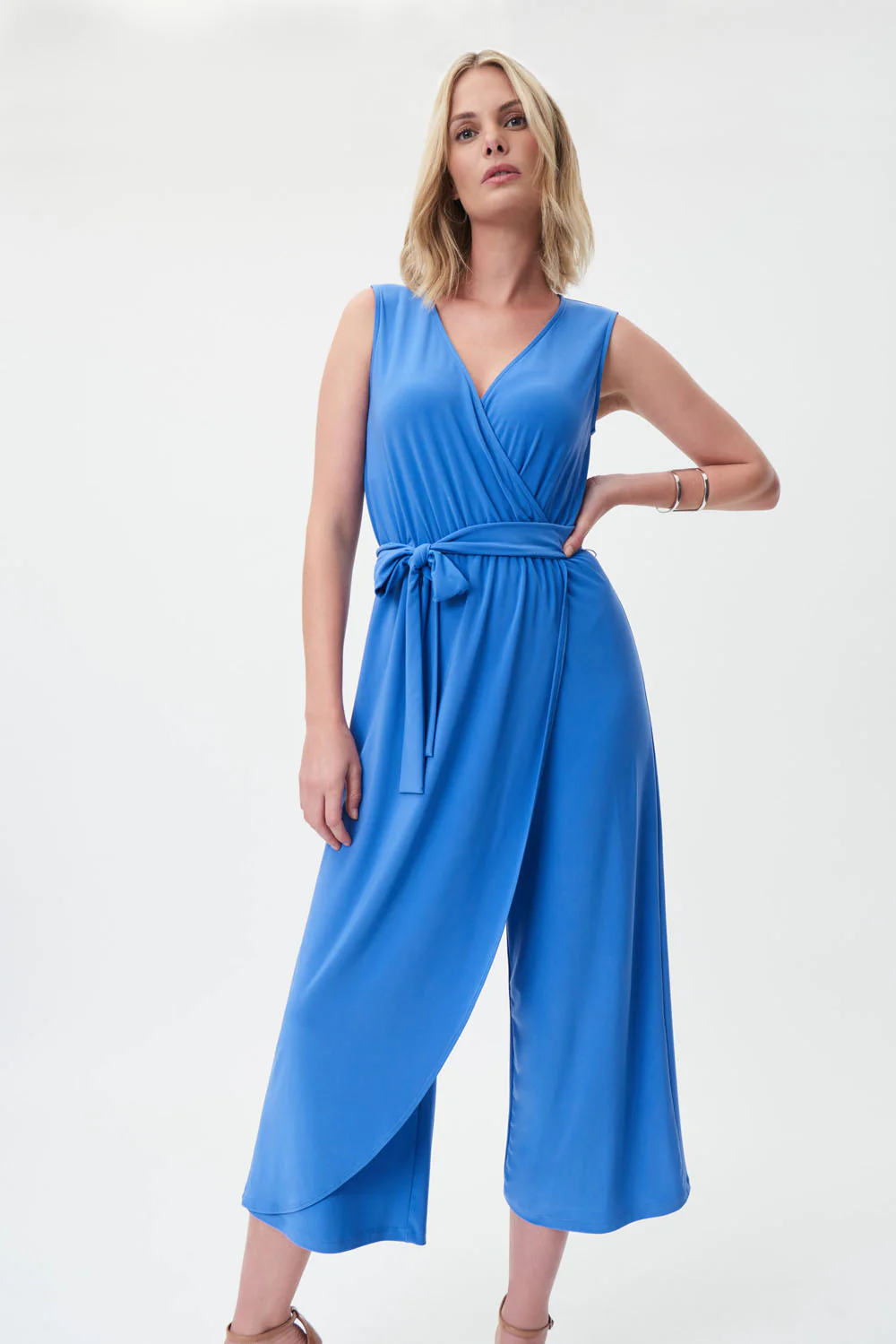 Joseph Ribkoff Blue Iris Sleeveless Wide-Legged Jumpsuit Style 232247 - Image 2