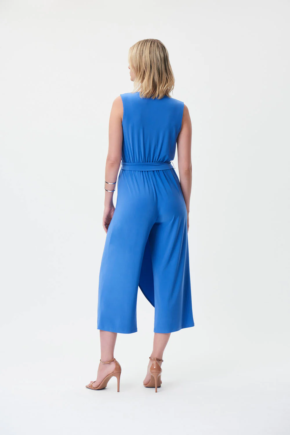 Joseph Ribkoff Blue Iris Sleeveless Wide-Legged Jumpsuit Style 232247 - Image 4