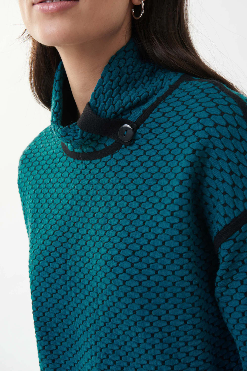 Joseph Ribkoff Blue Lagoon Textured Knit Top Style 223953 - Image 2