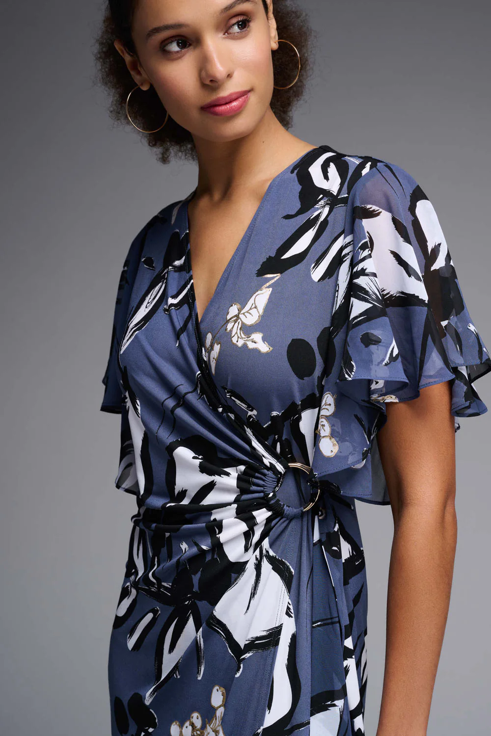 Joseph Ribkoff Blue/Multi Wrap Dress Style 231768 - Image 2