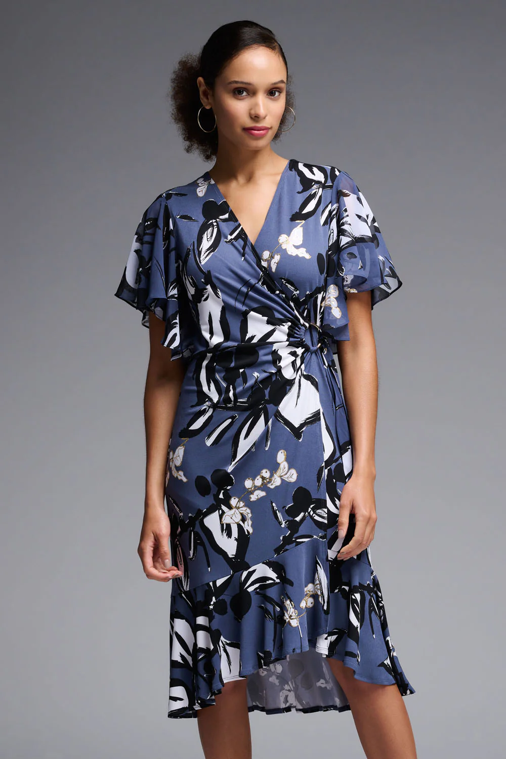 Joseph Ribkoff Blue/Multi Wrap Dress Style 231768 - Image 4