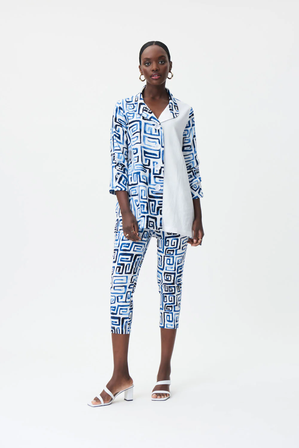 Joseph Ribkoff Blue/Vanilla Jacket Style 232229 - Image 4