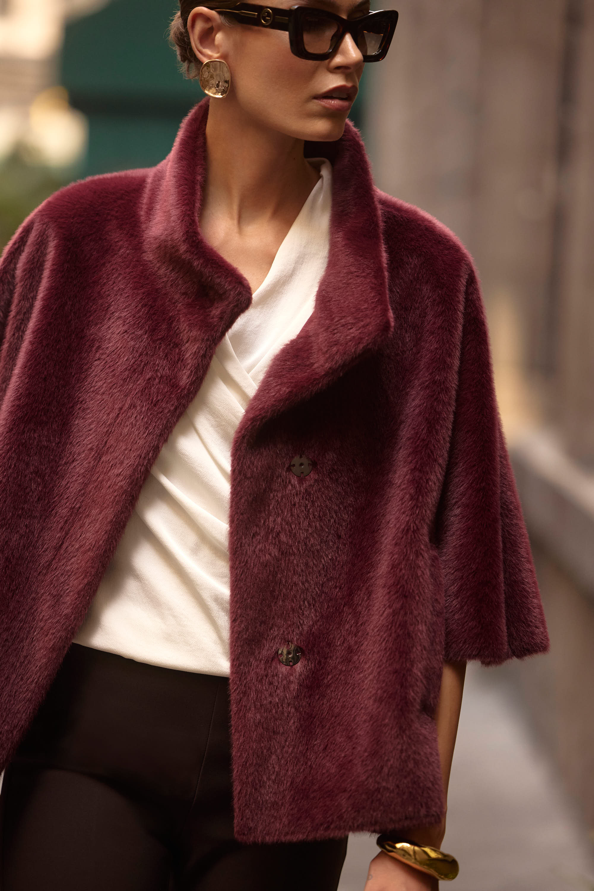 Joseph Ribkoff Bonded Faux Fur Suede Jacket Style 253924 - Image 4