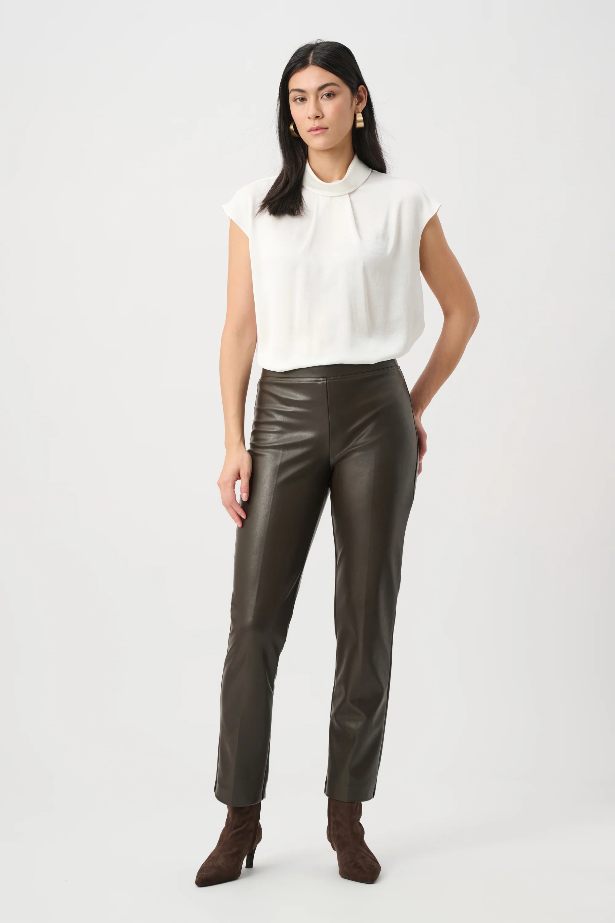 Joseph Ribkoff Bonded Leatherette Straight Pull-On Pants Style 263232 - Image 2