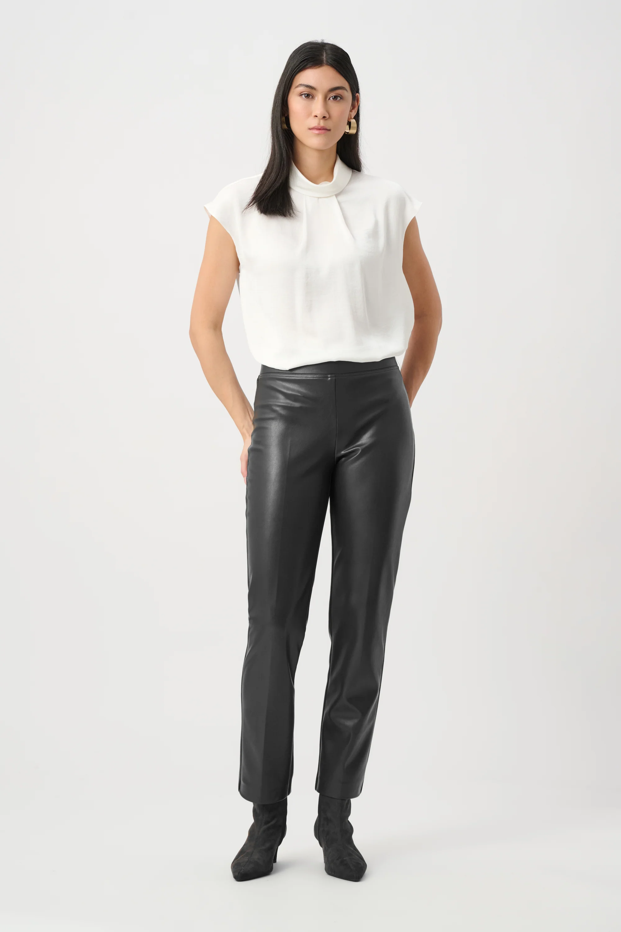 Joseph Ribkoff Bonded Leatherette Straight Pull-On Pants Style 263232 - Image 6
