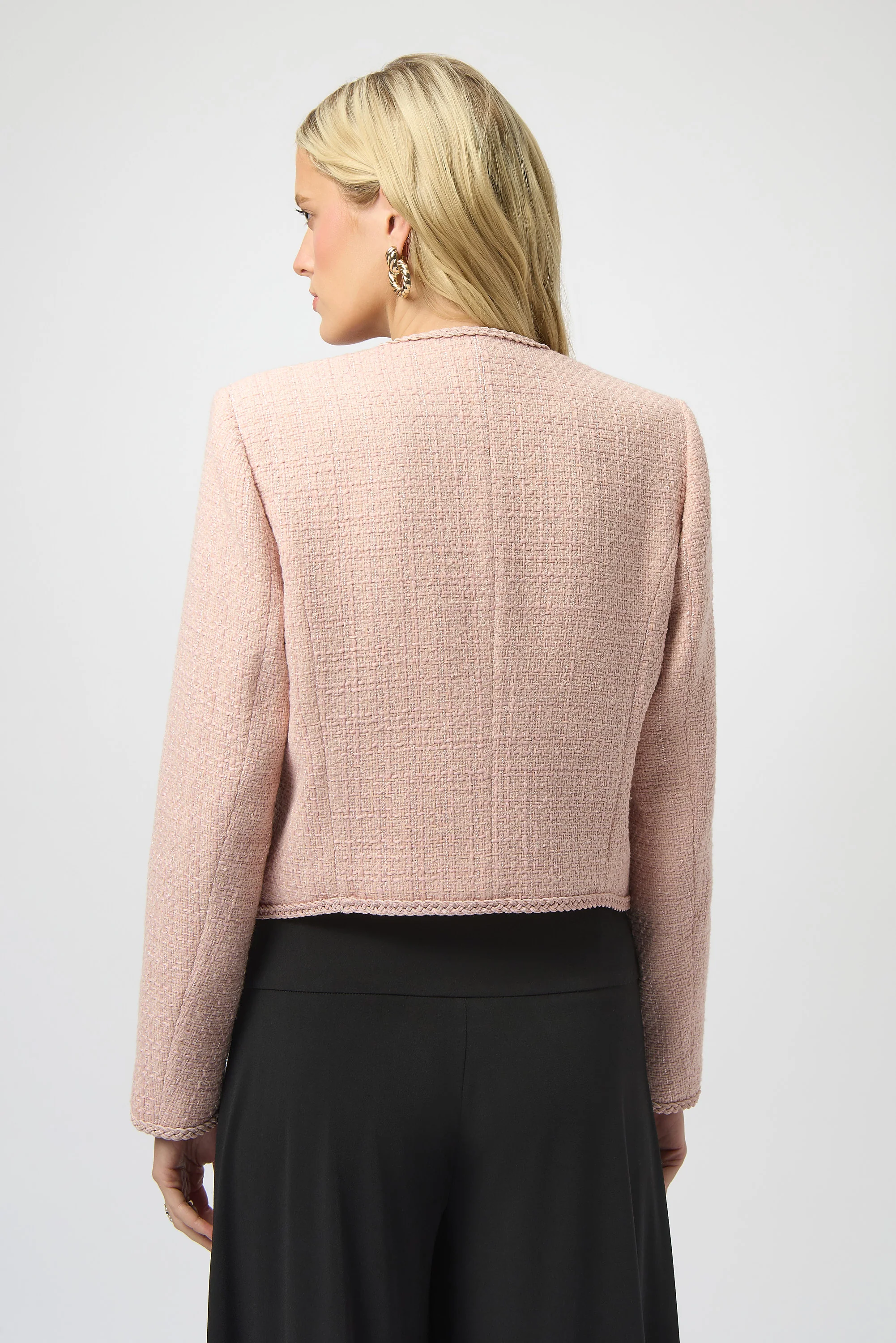 Joseph Ribkoff Bouclé Collarless Jacket with Buttons Style 254903 - Image 4