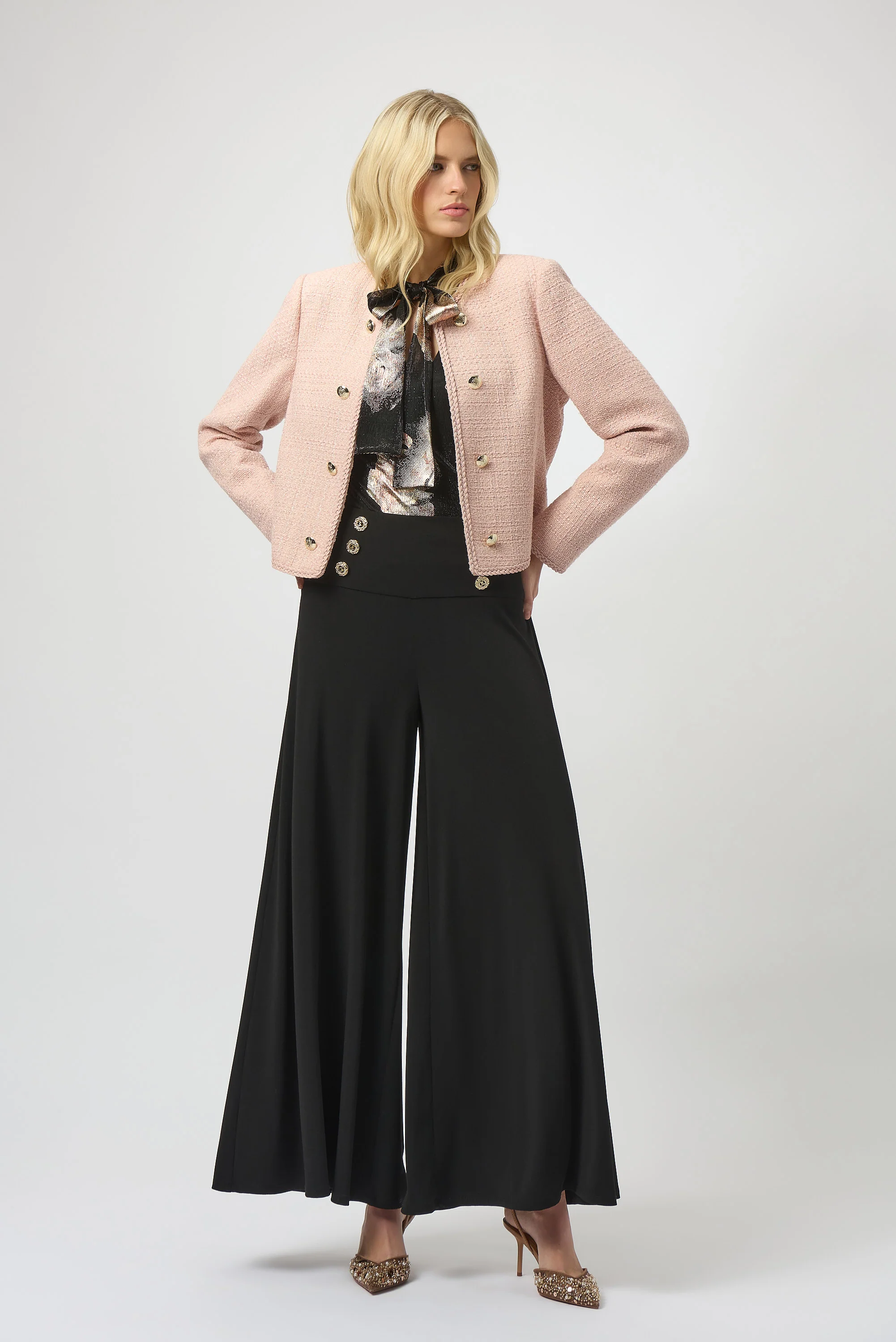 Joseph Ribkoff Bouclé Collarless Jacket with Buttons Style 254903 - Image 5