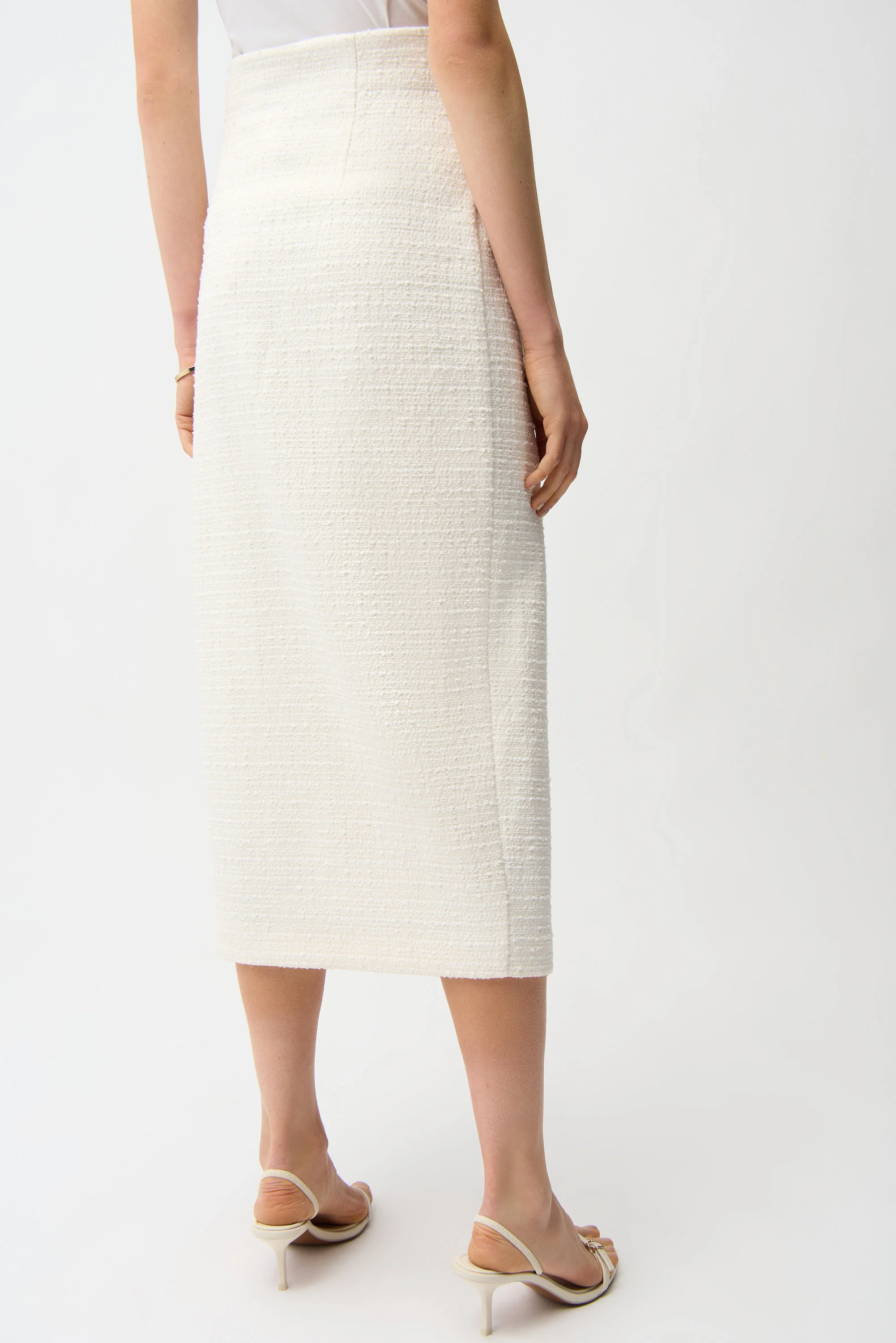 Joseph Ribkoff Bouclé Pencil Skirt With Gold Buttons Style 261301 - Image 4