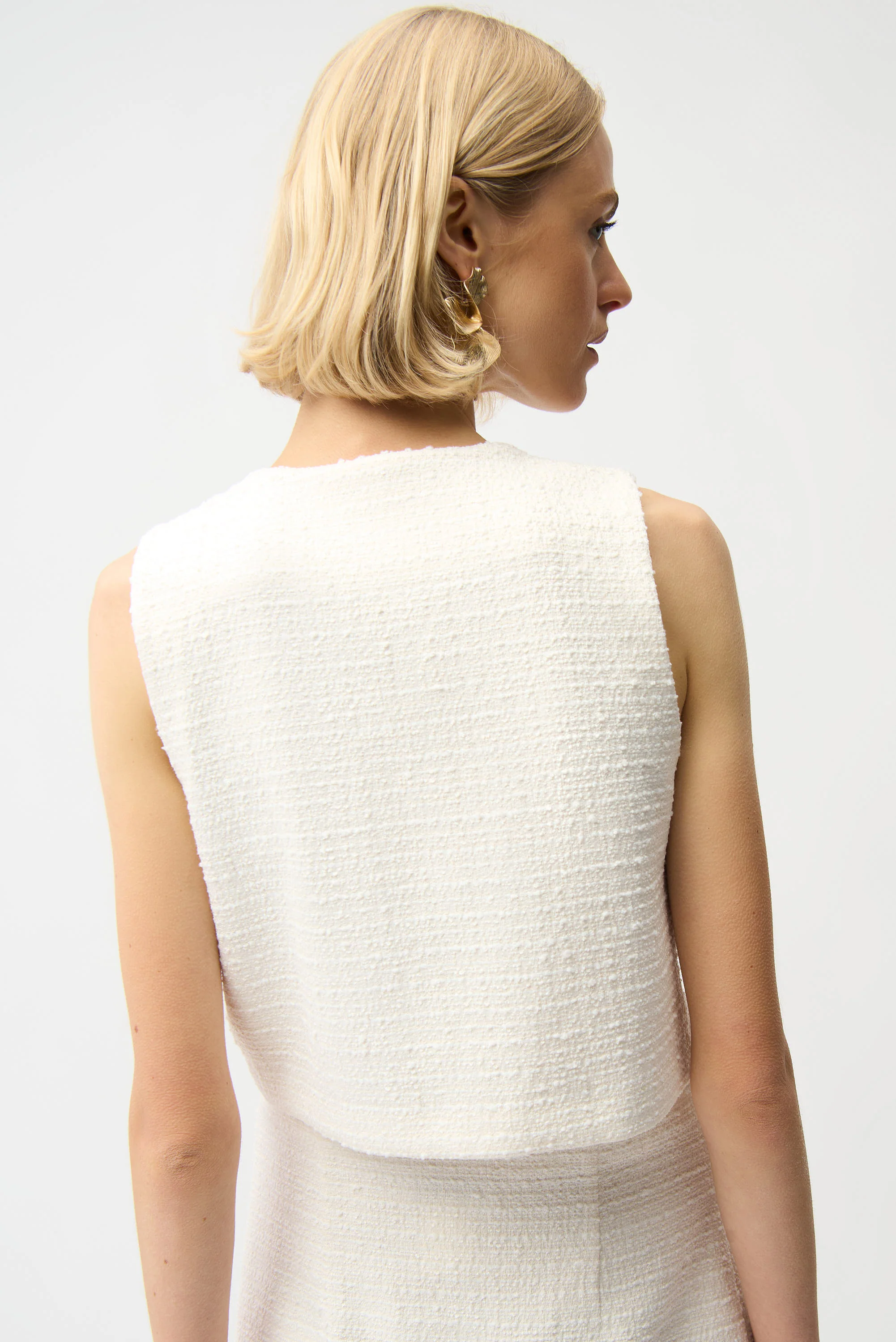 Joseph Ribkoff Bouclé Sleeveless Vest With Gold Buttons Style 261300 - Image 4