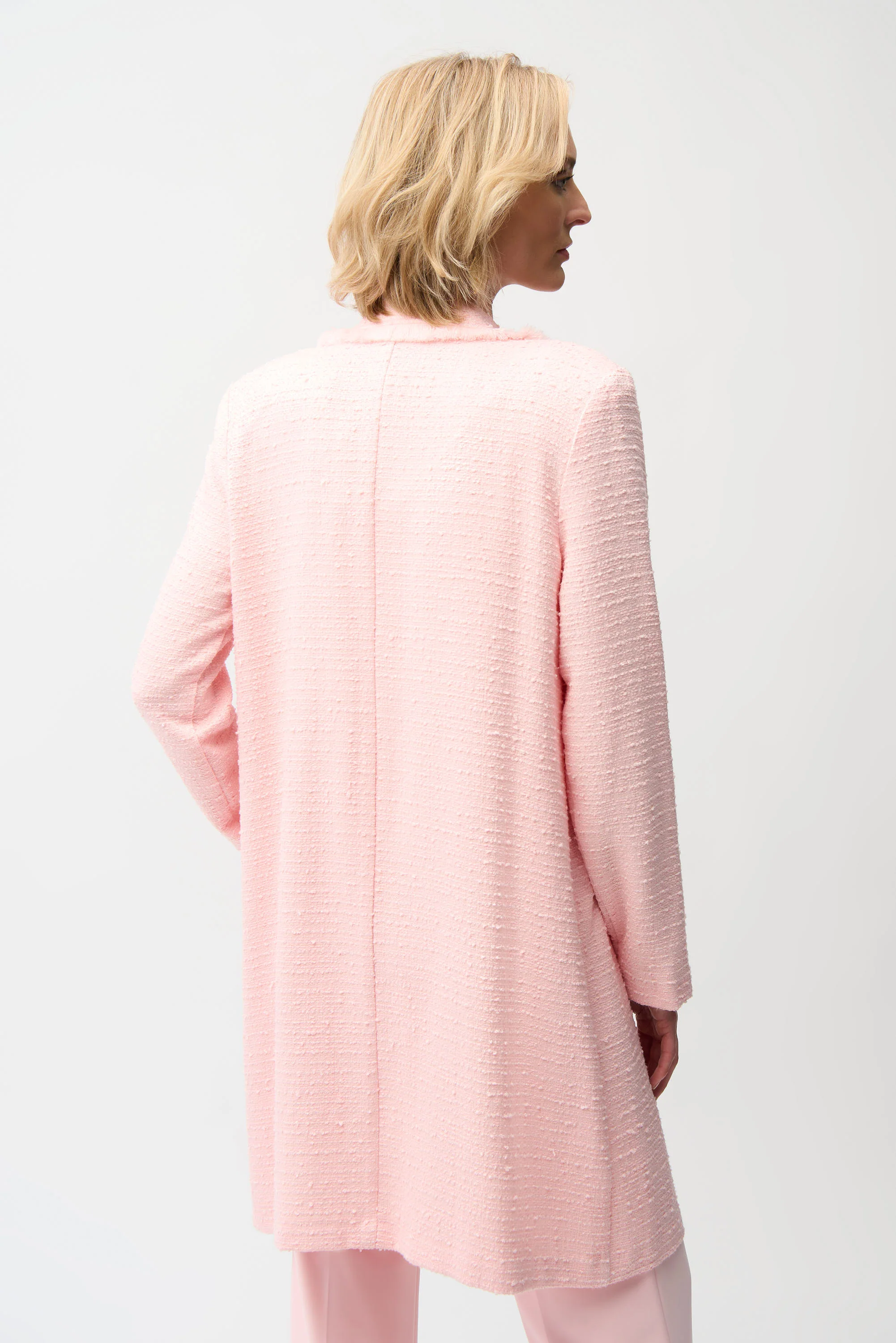 Joseph Ribkoff Bouclé Straight Coat With Fringe Detail Style 261109 - Image 4