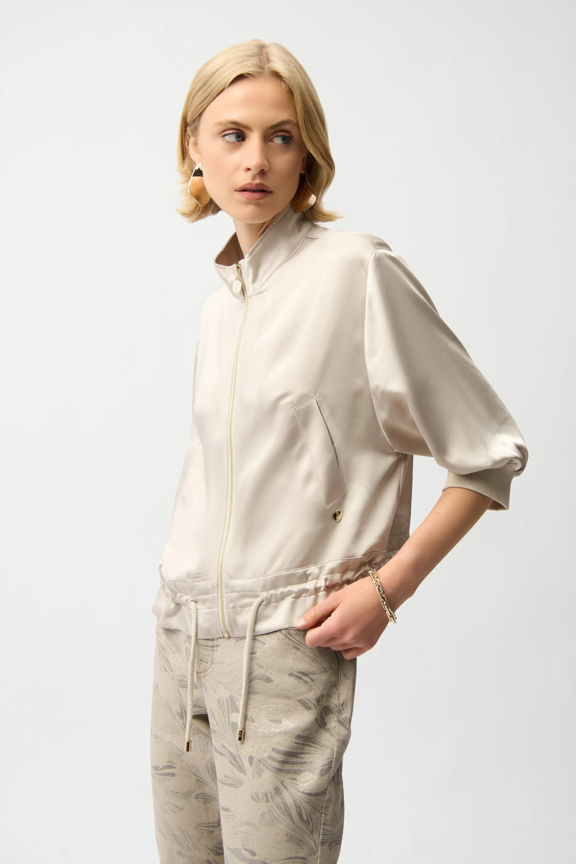 Joseph Ribkoff Boxy Blouson Jacket With Drawstring Hem Style 261913 - Image 4