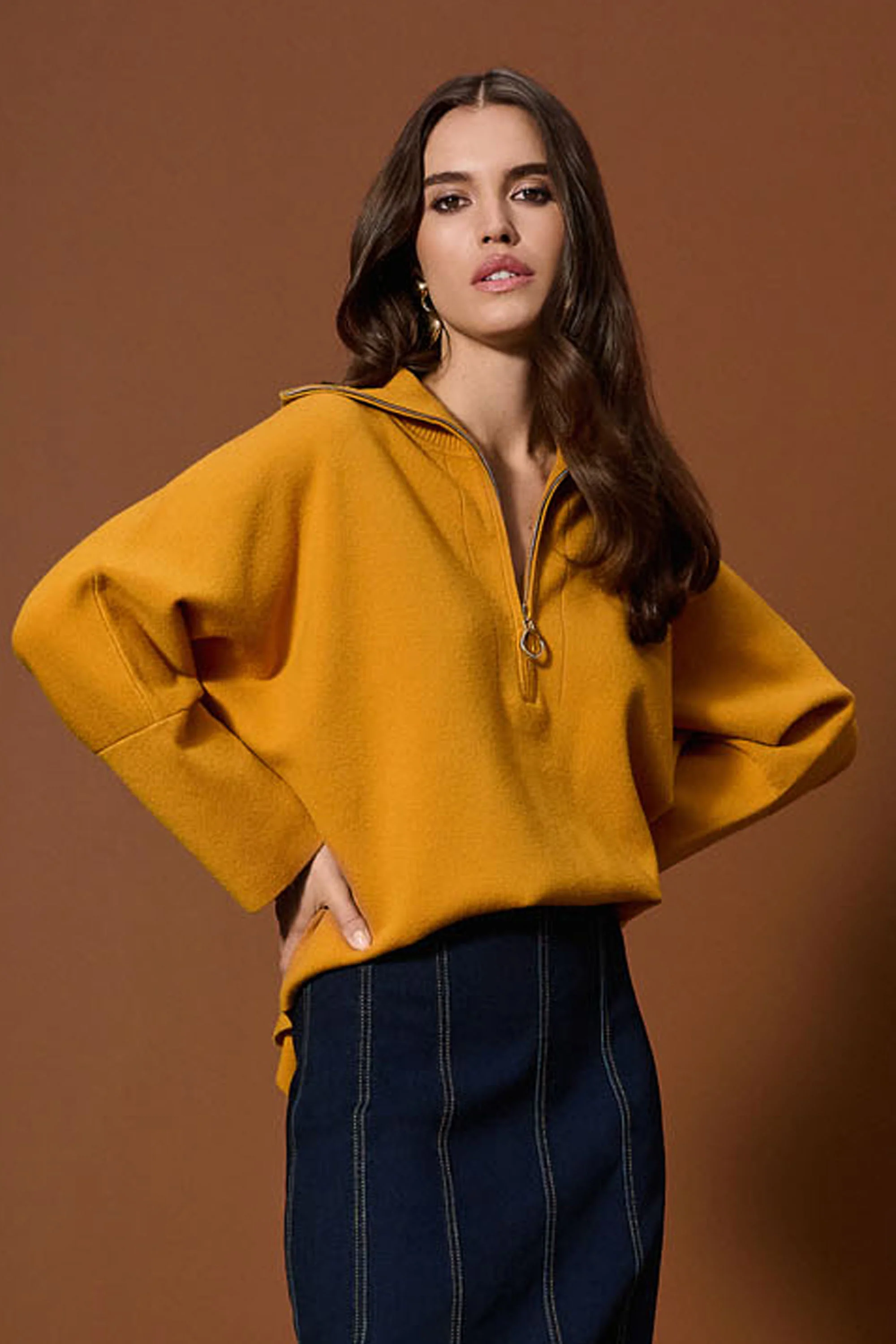 Joseph Ribkoff Boxy Pullover With Zipped Collar Style 253963